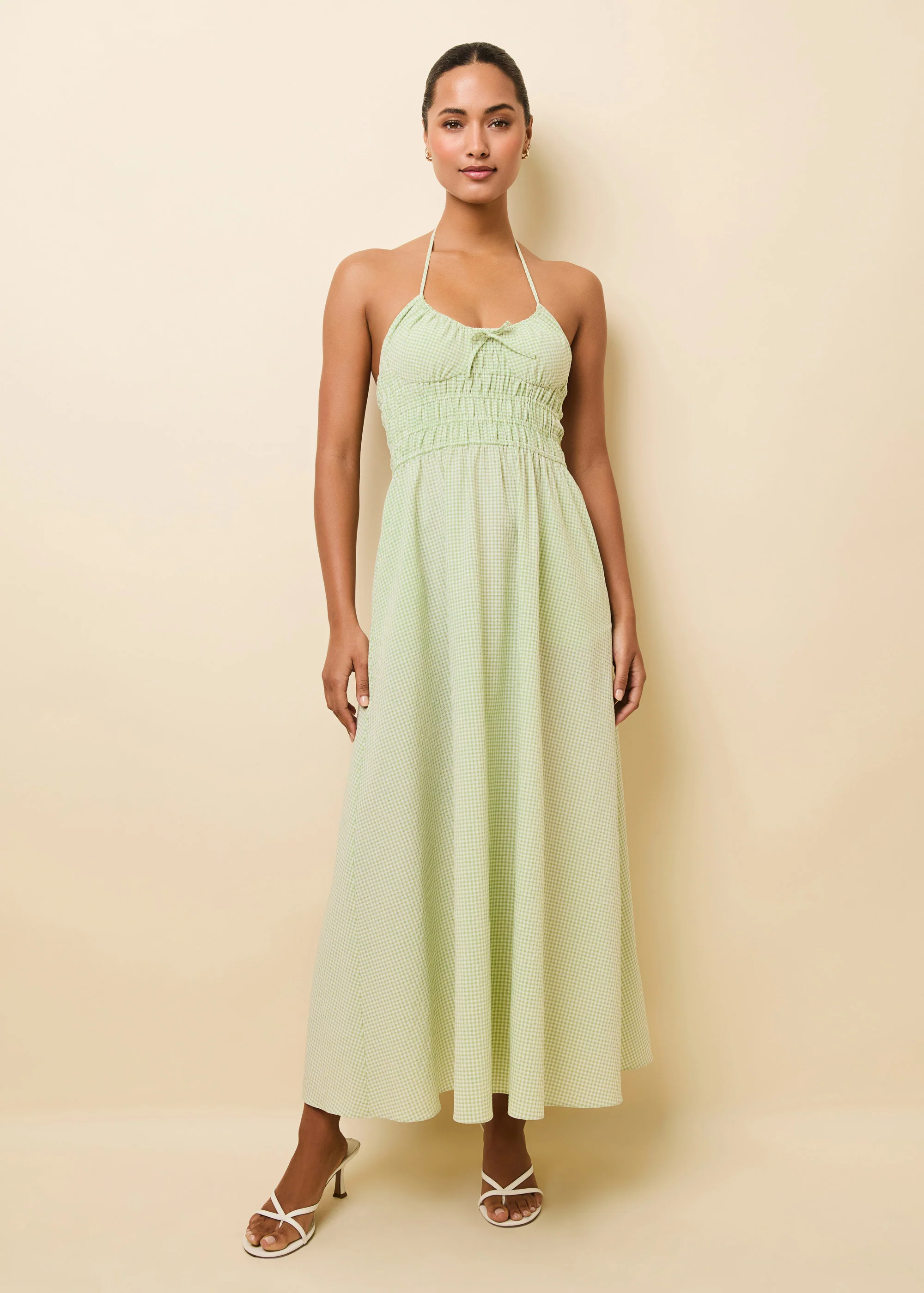 Lolita Halter Dress Seersucker Matcha Gingham