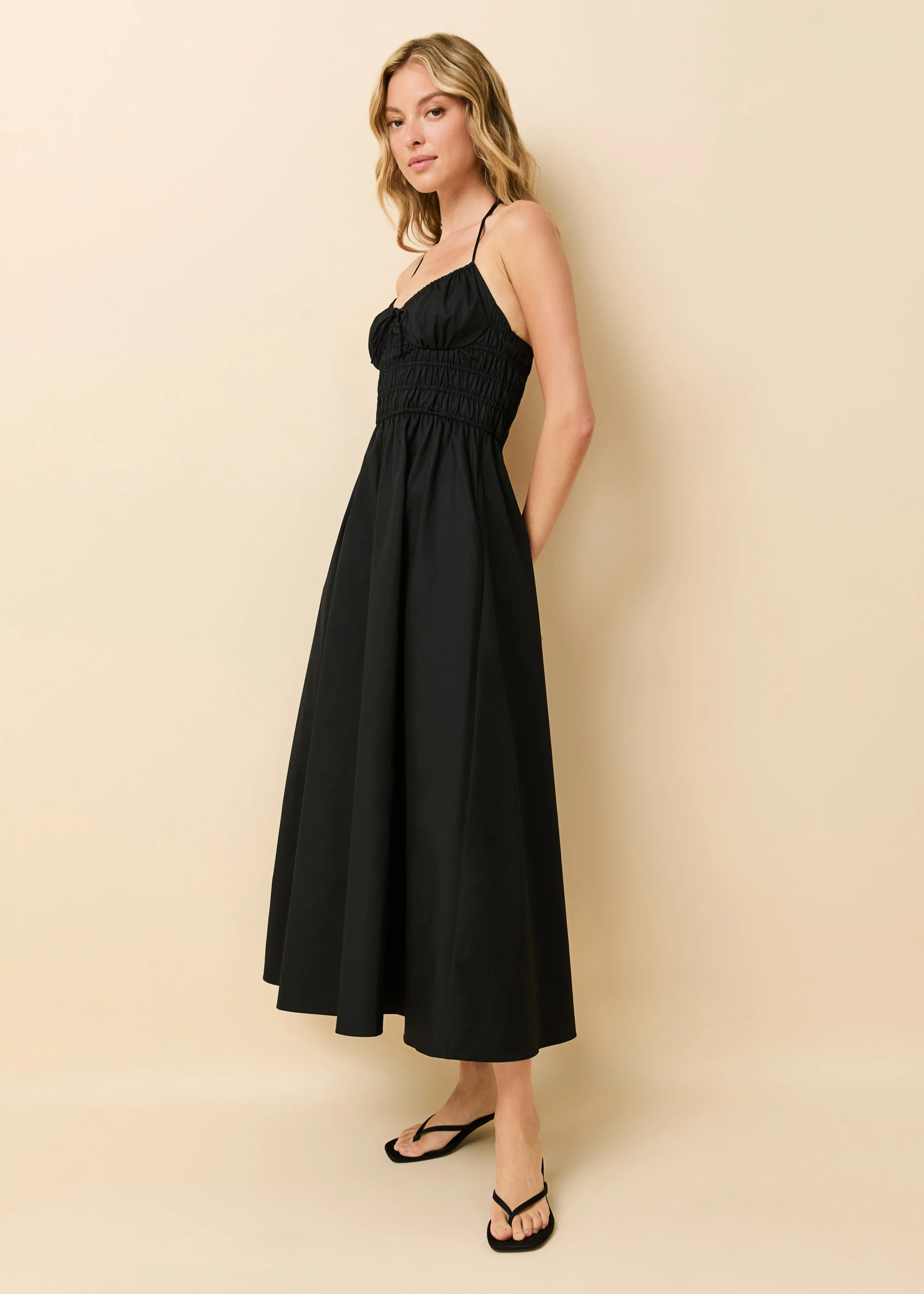 Lolita Halter Dress Poplin Noir - Image 4