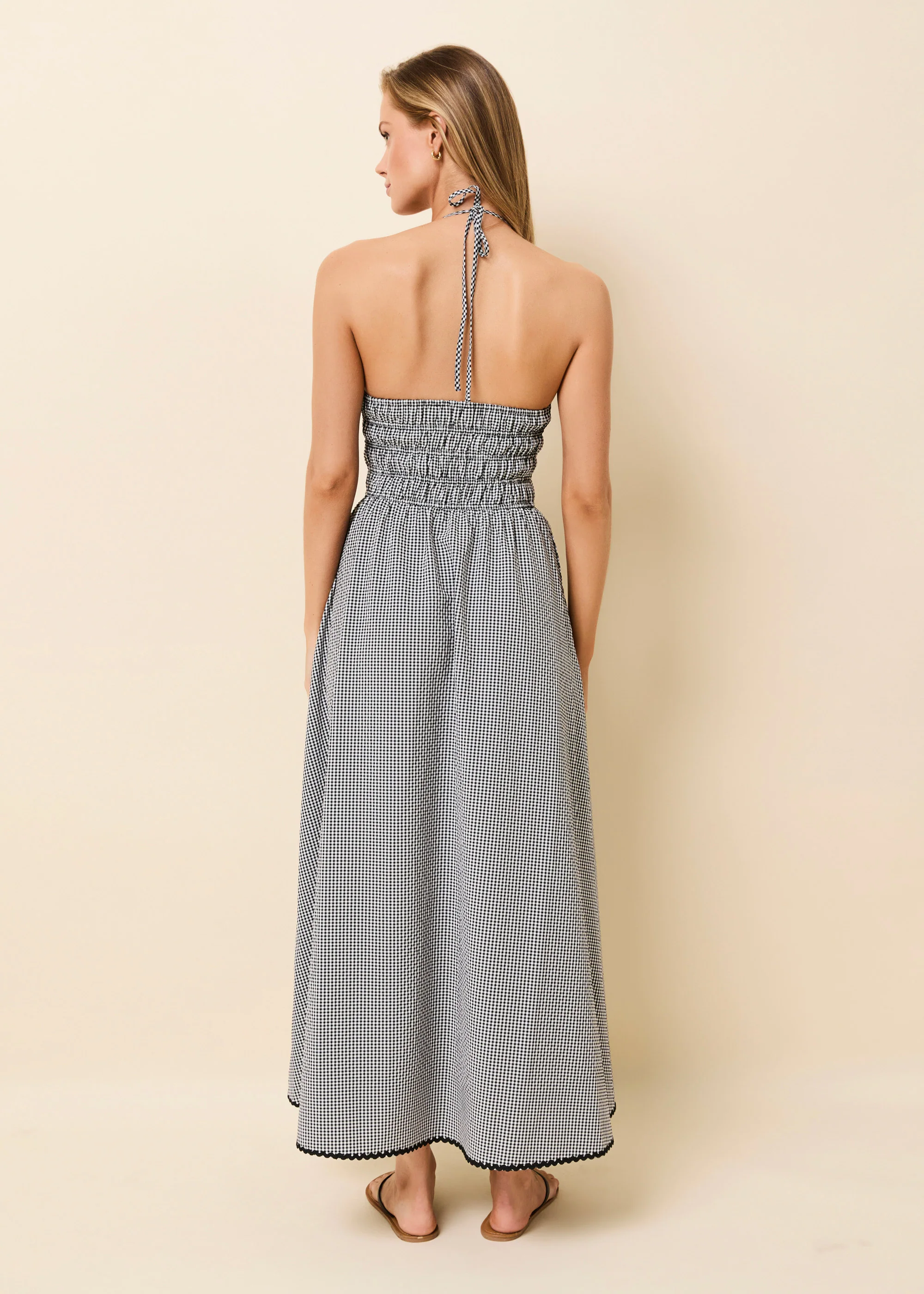 Lolita Halter Dress Seersucker Noir Gingham - Image 3