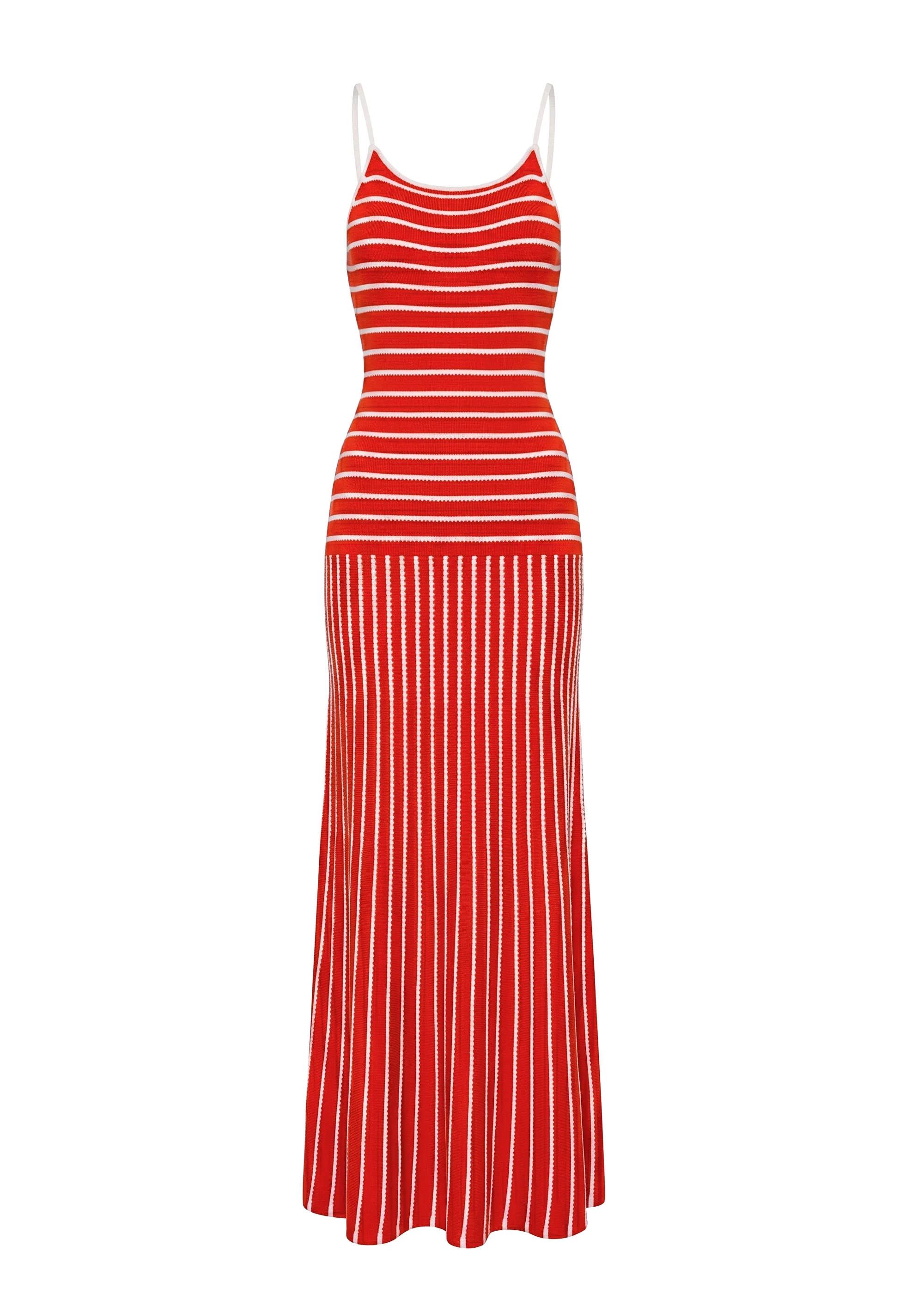 Lottie Dress Tucked Stripe Lipstick Red - Image 6