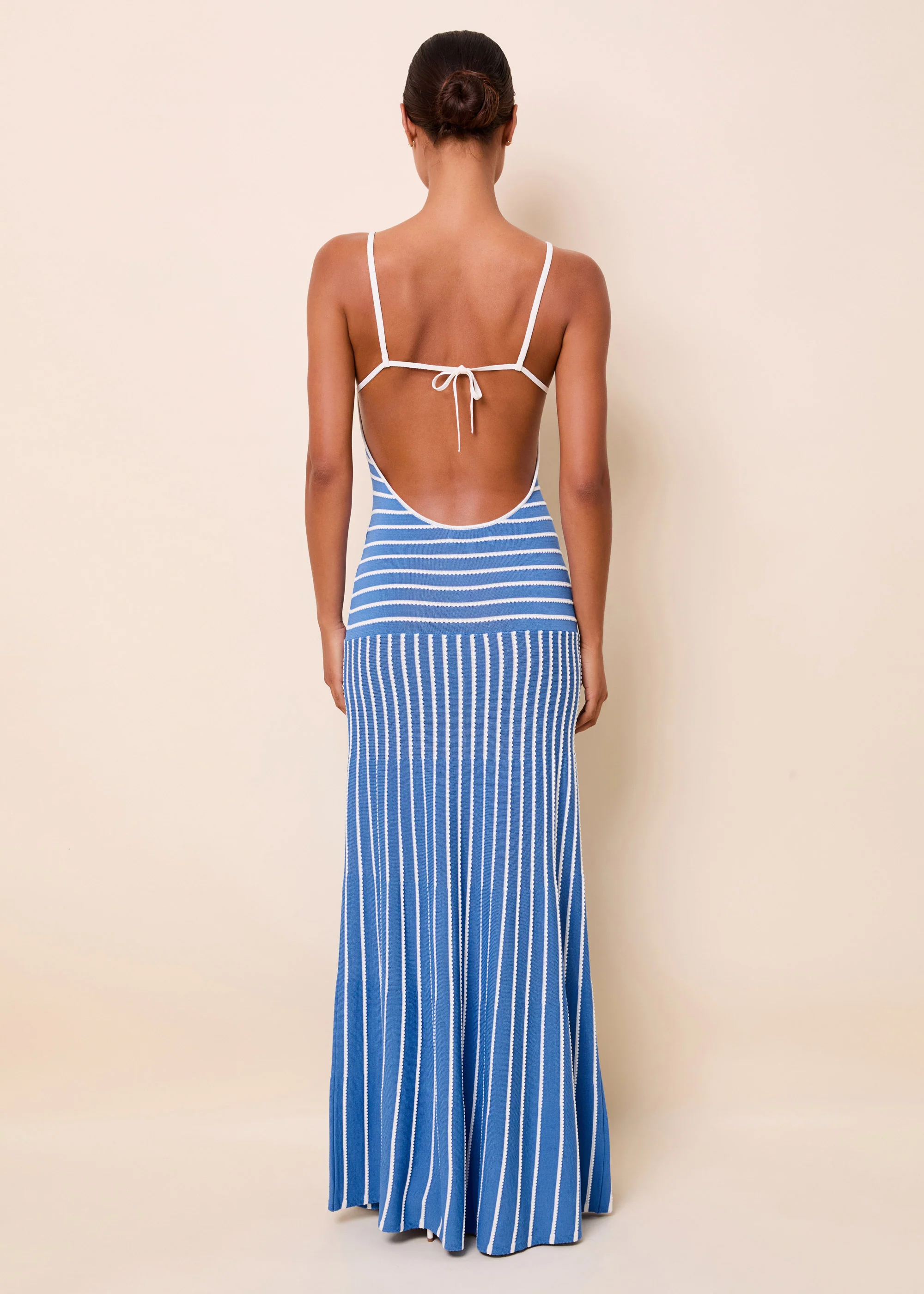Lottie Dress Tucked Stripe Marina Blue - Image 4