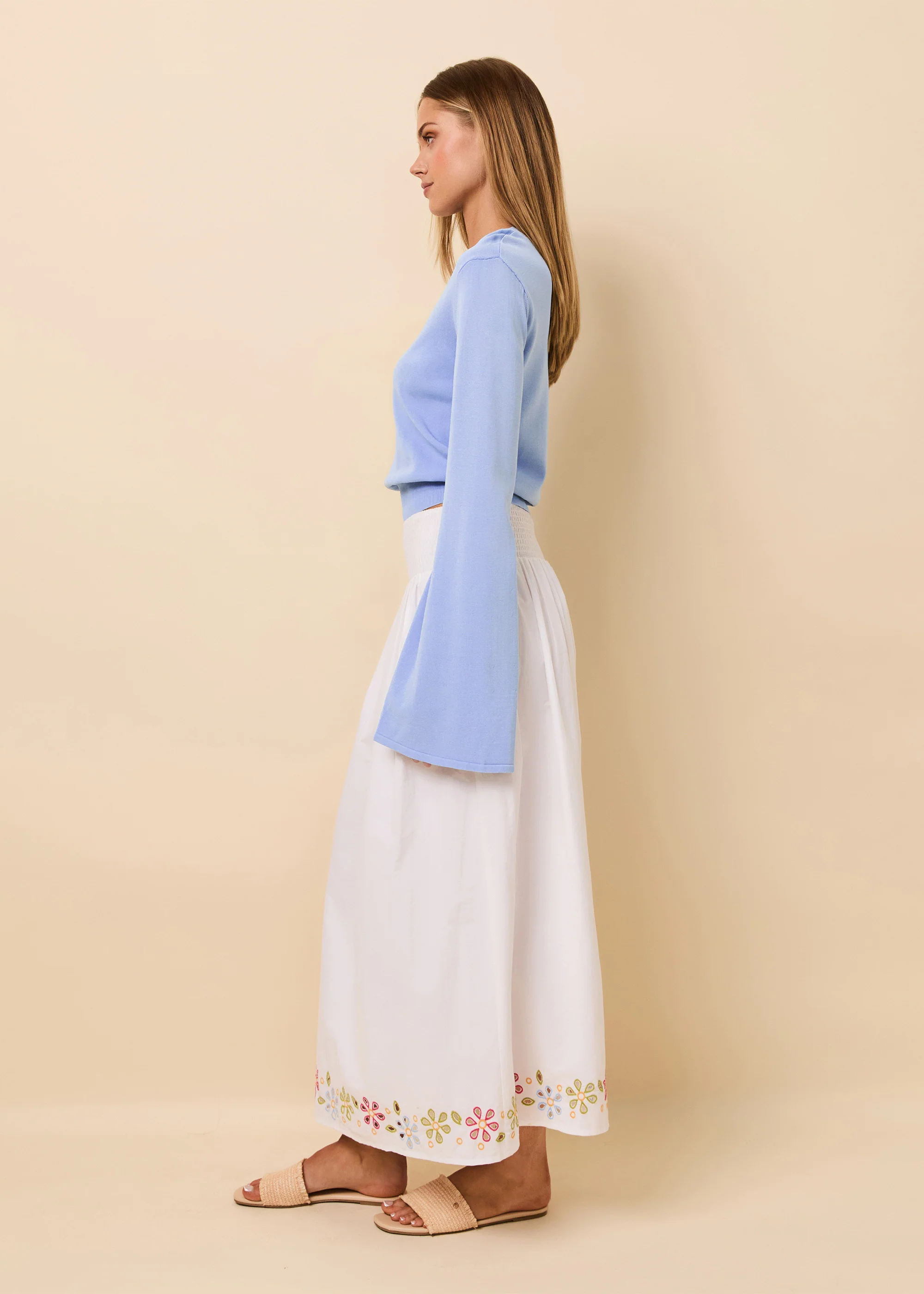 Noreen Skirt Embroidered Eyelet Optic White - Image 3