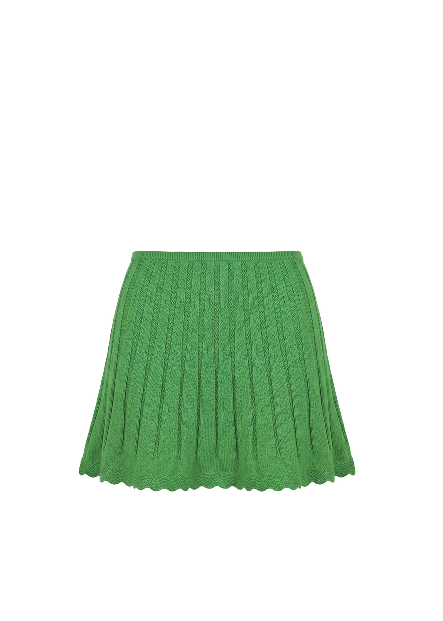 Orlena Mini Skirt Pointelle Lace Knit Turtle Green - Image 5