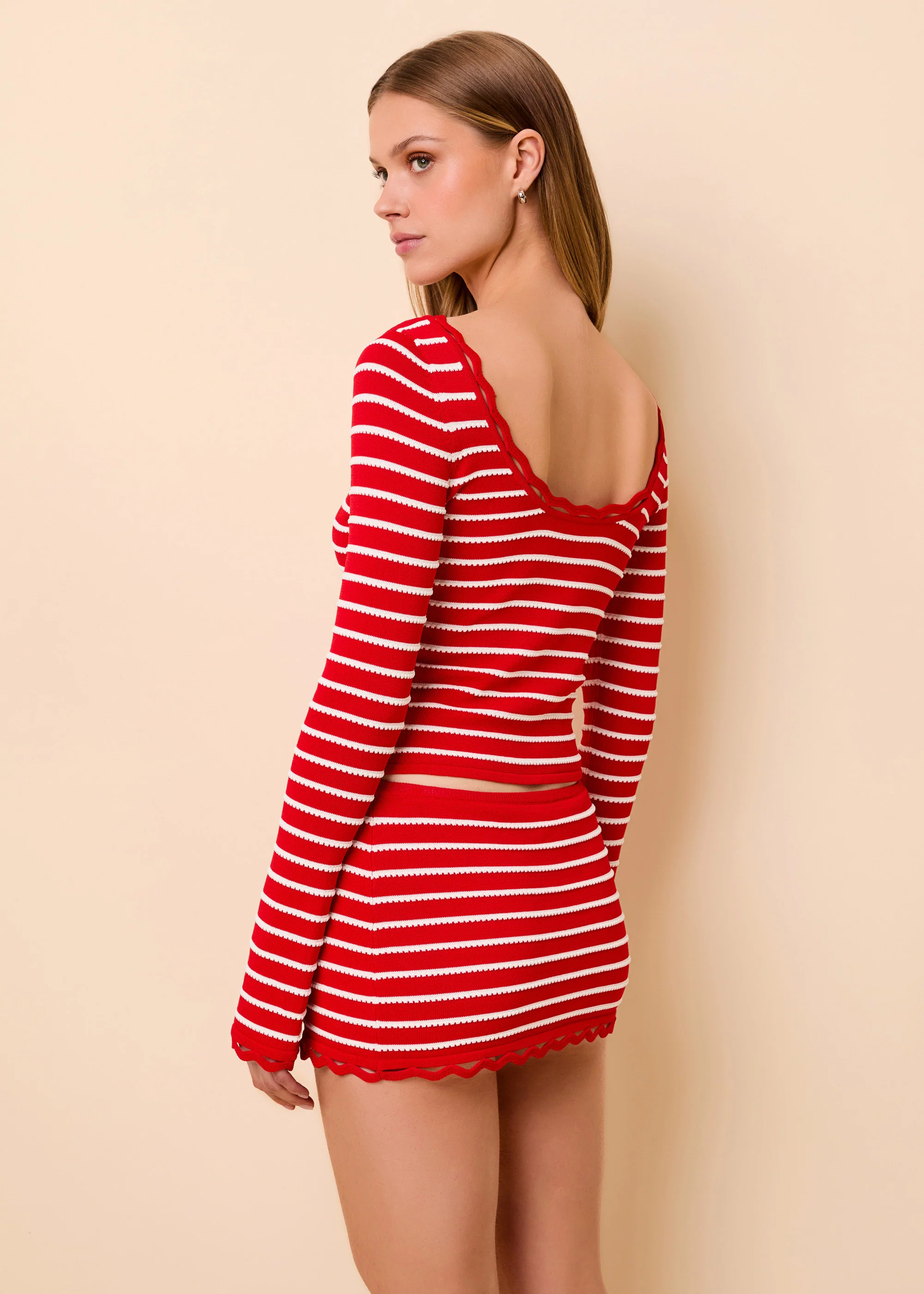 Penelope Top Tucked Stripe Lipstick Red - Image 3