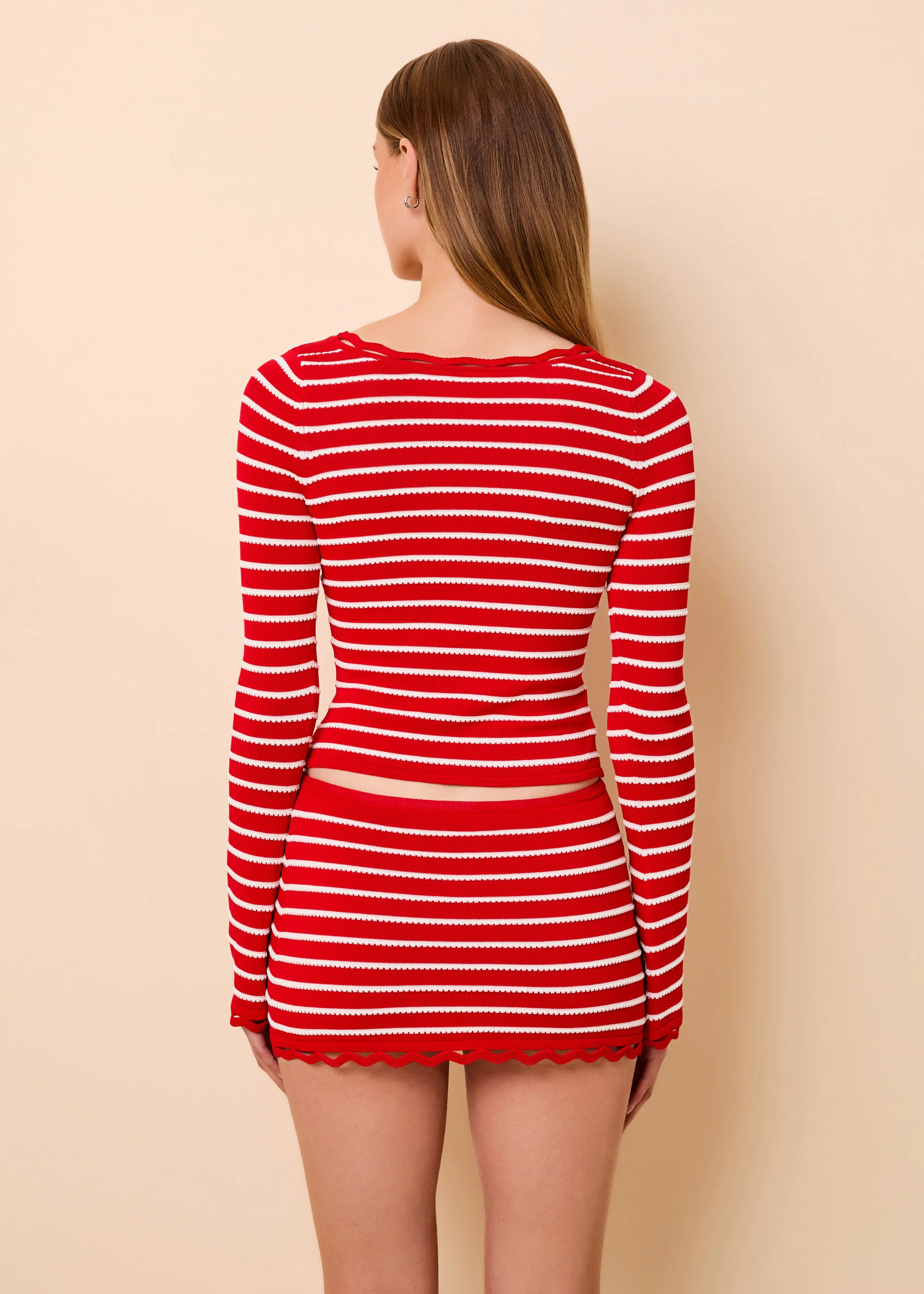 Penelope Top Tucked Stripe Lipstick Red - Image 5