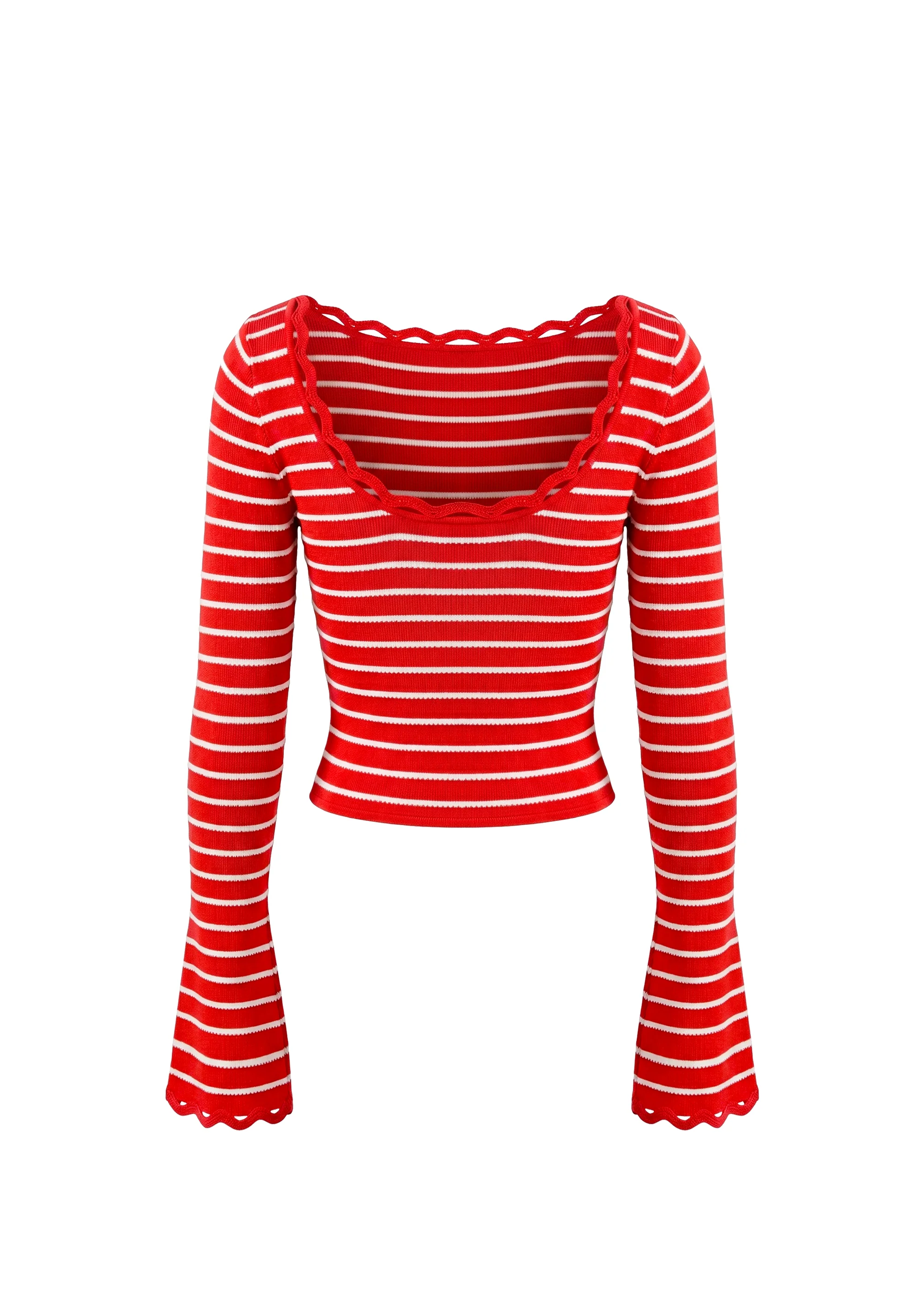 Penelope Top Tucked Stripe Lipstick Red - Image 8