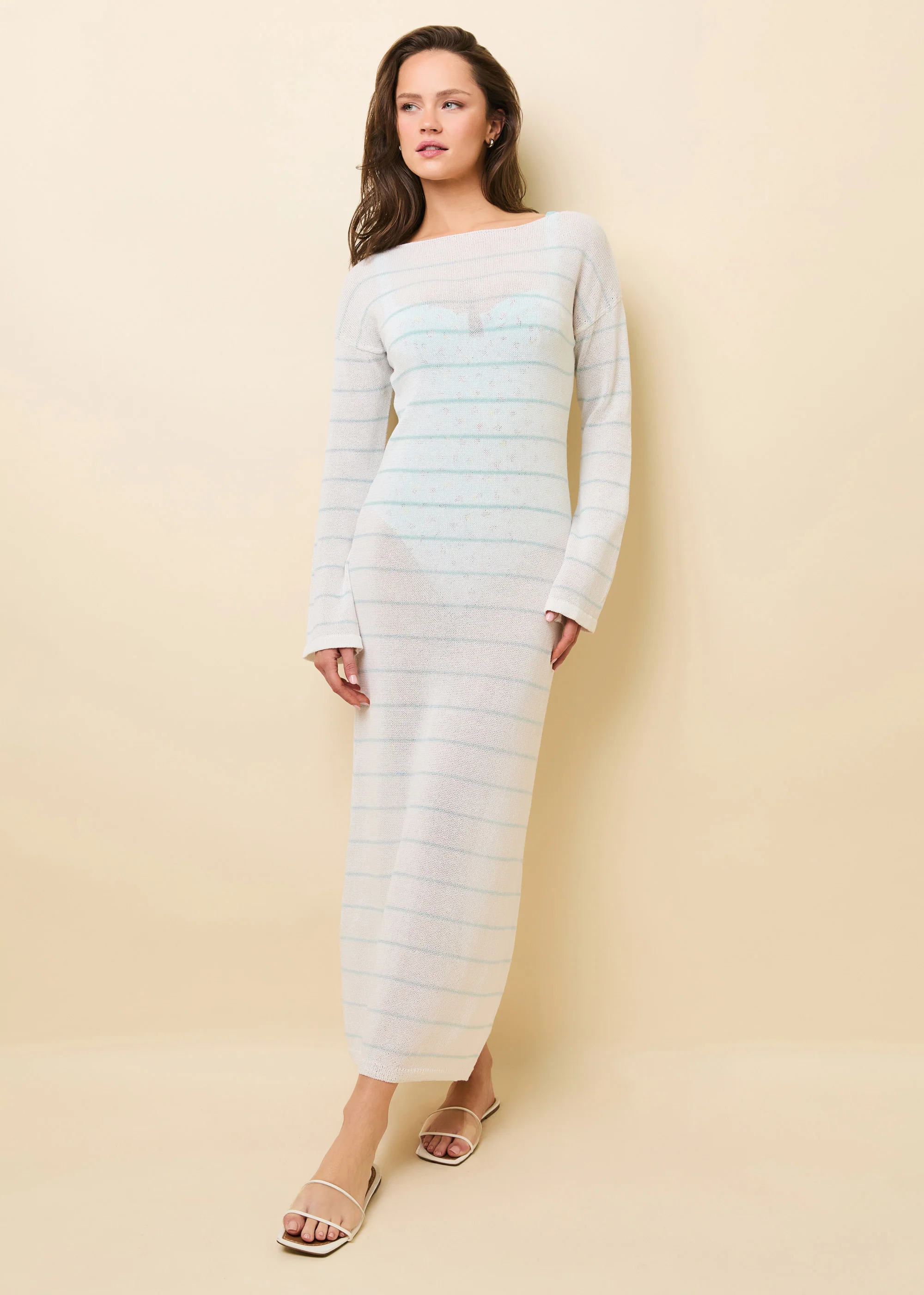 Polly Dress Micro Stripe Brule - Image 2