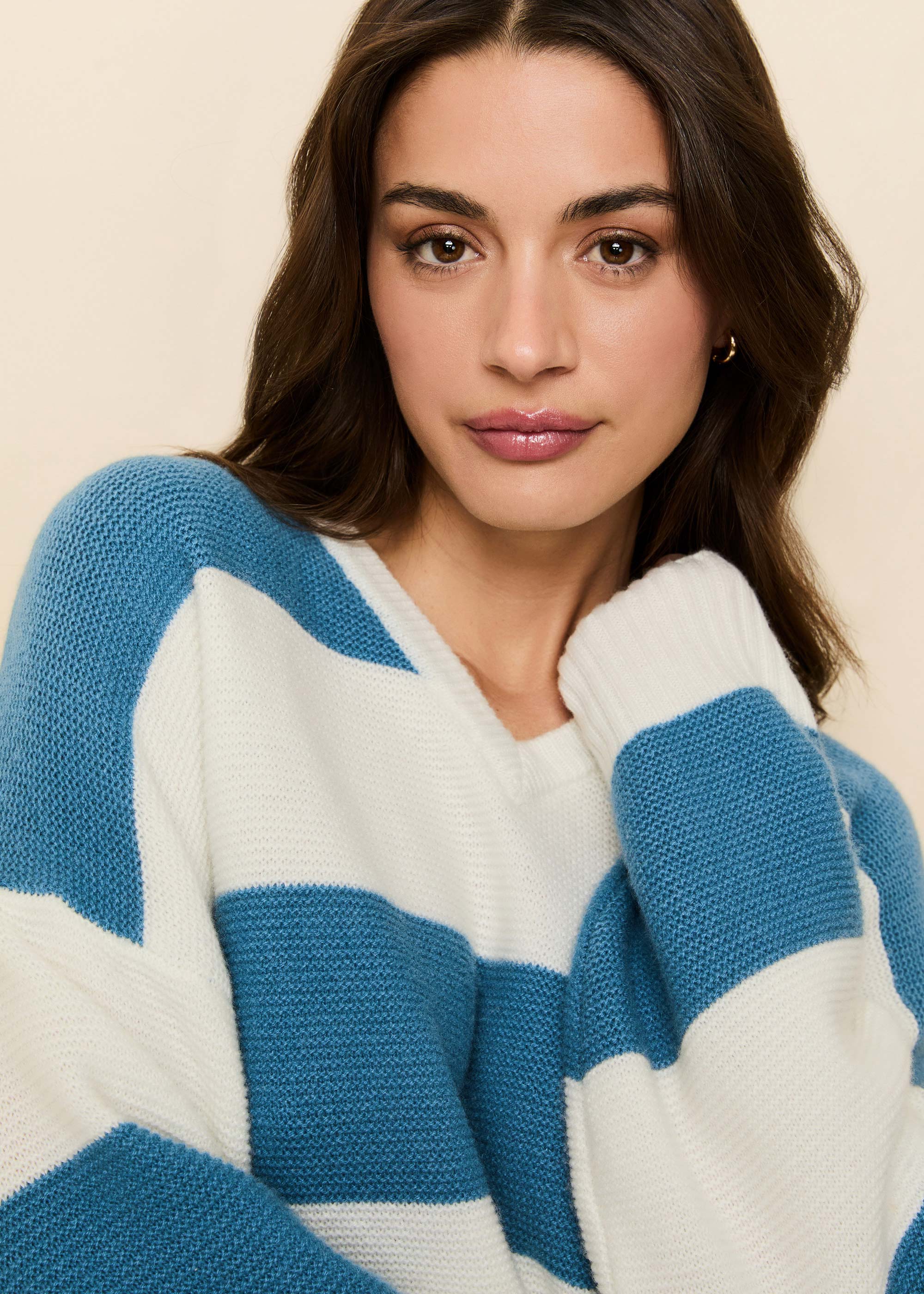 Reva Cashmere Sweater French Blue / Brule Stripe - Image 4