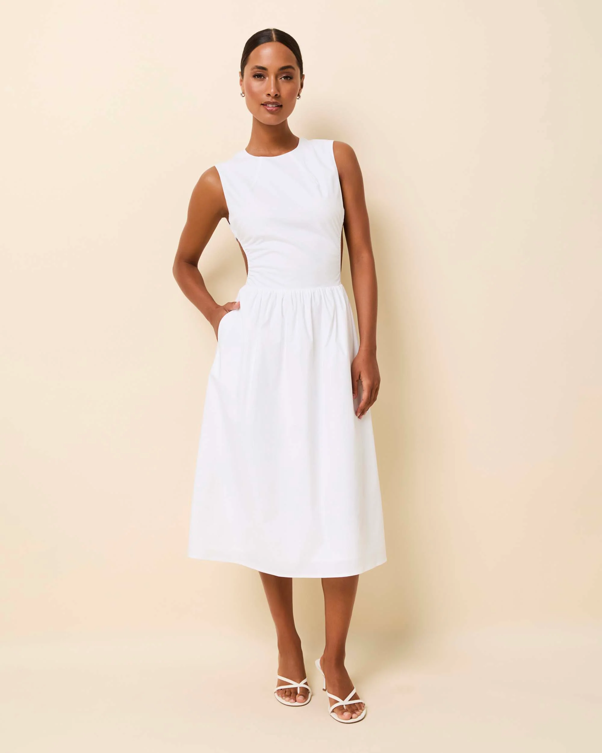 Sabine Midi Dress Poplin Optic White - Image 2