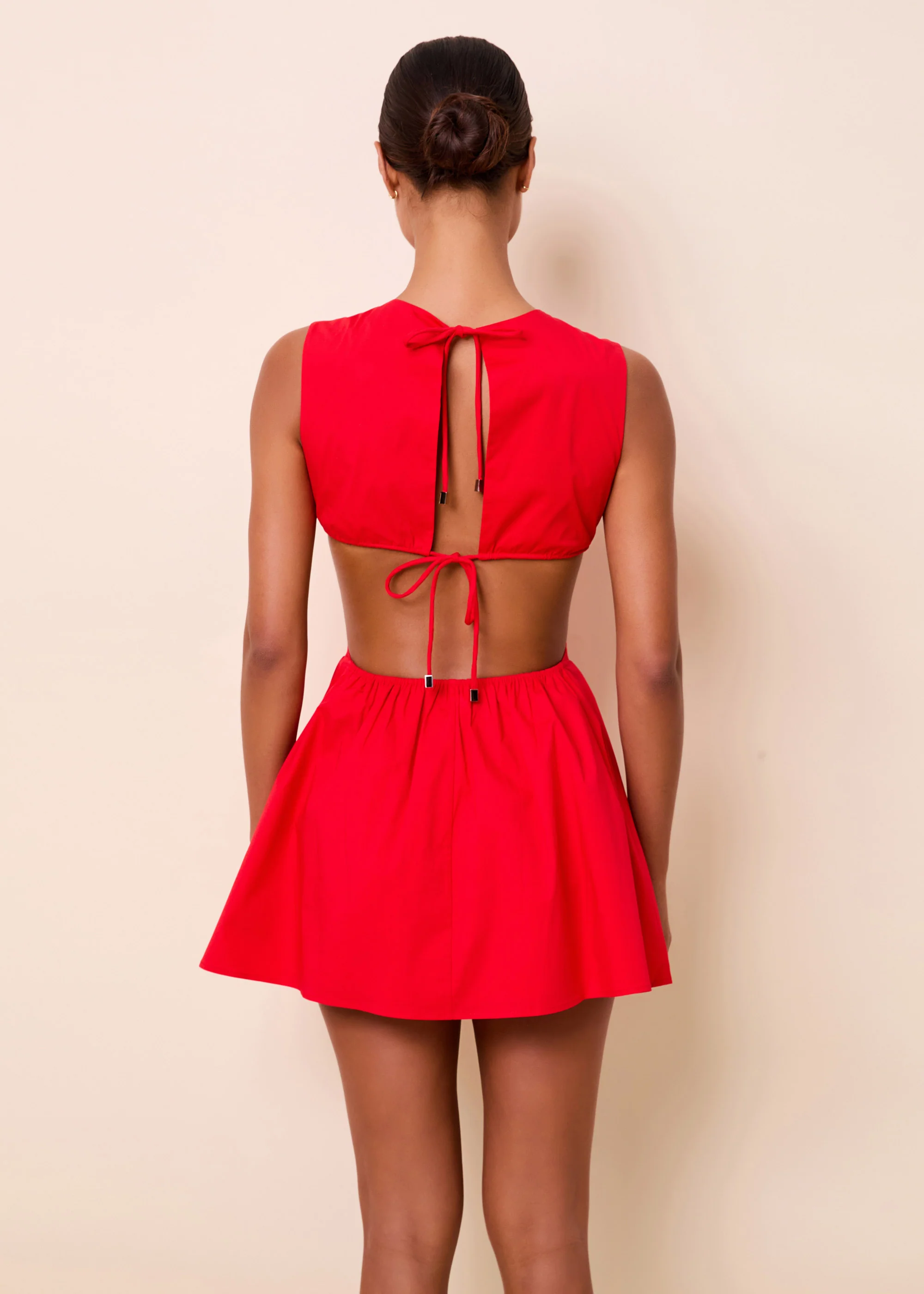 Sabine Mini Dress Poplin Lipstick Red - Image 4