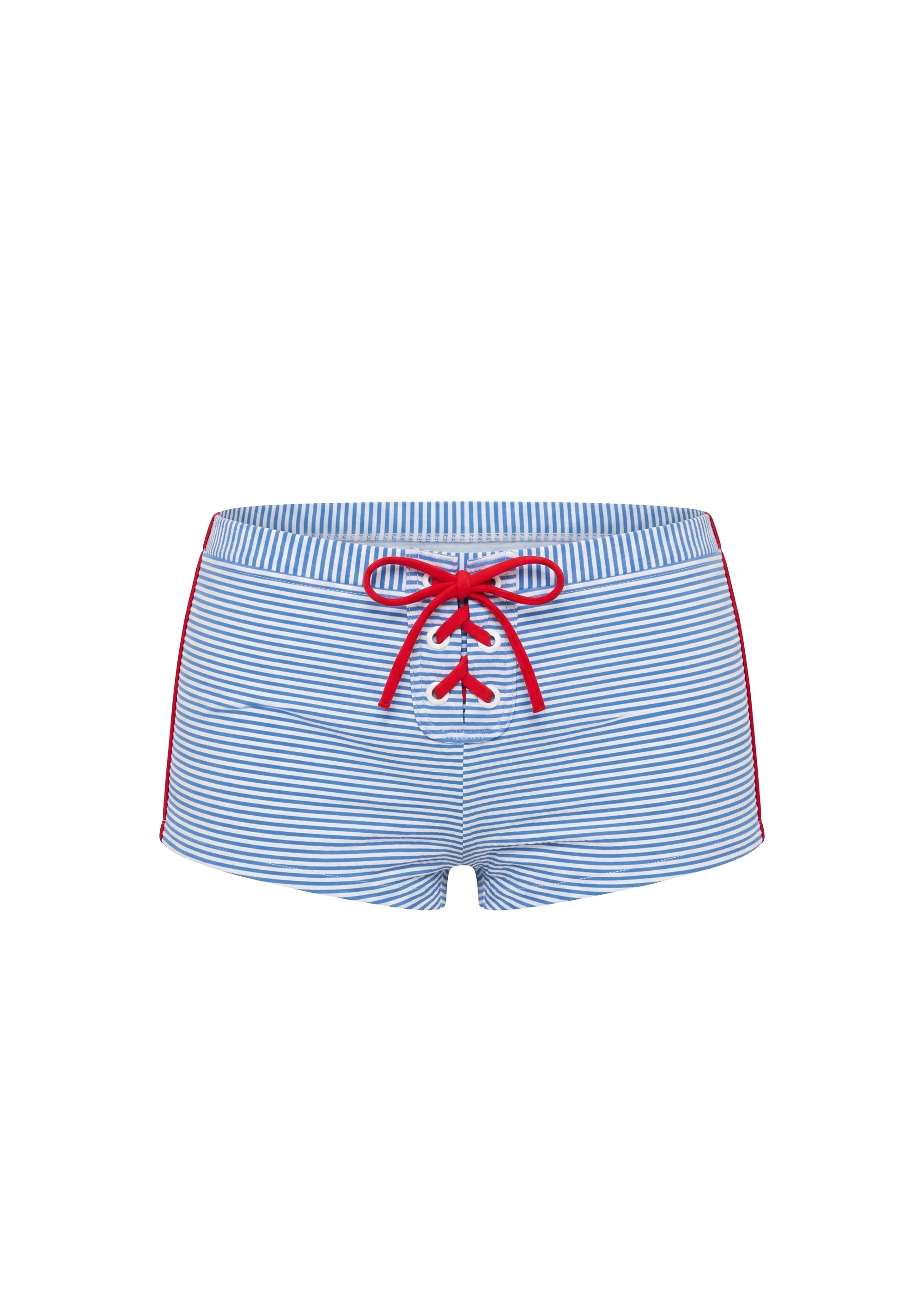 Sabra Swim Short Seersucker Marina Blue Stripe / Lipstick Red - Image 6