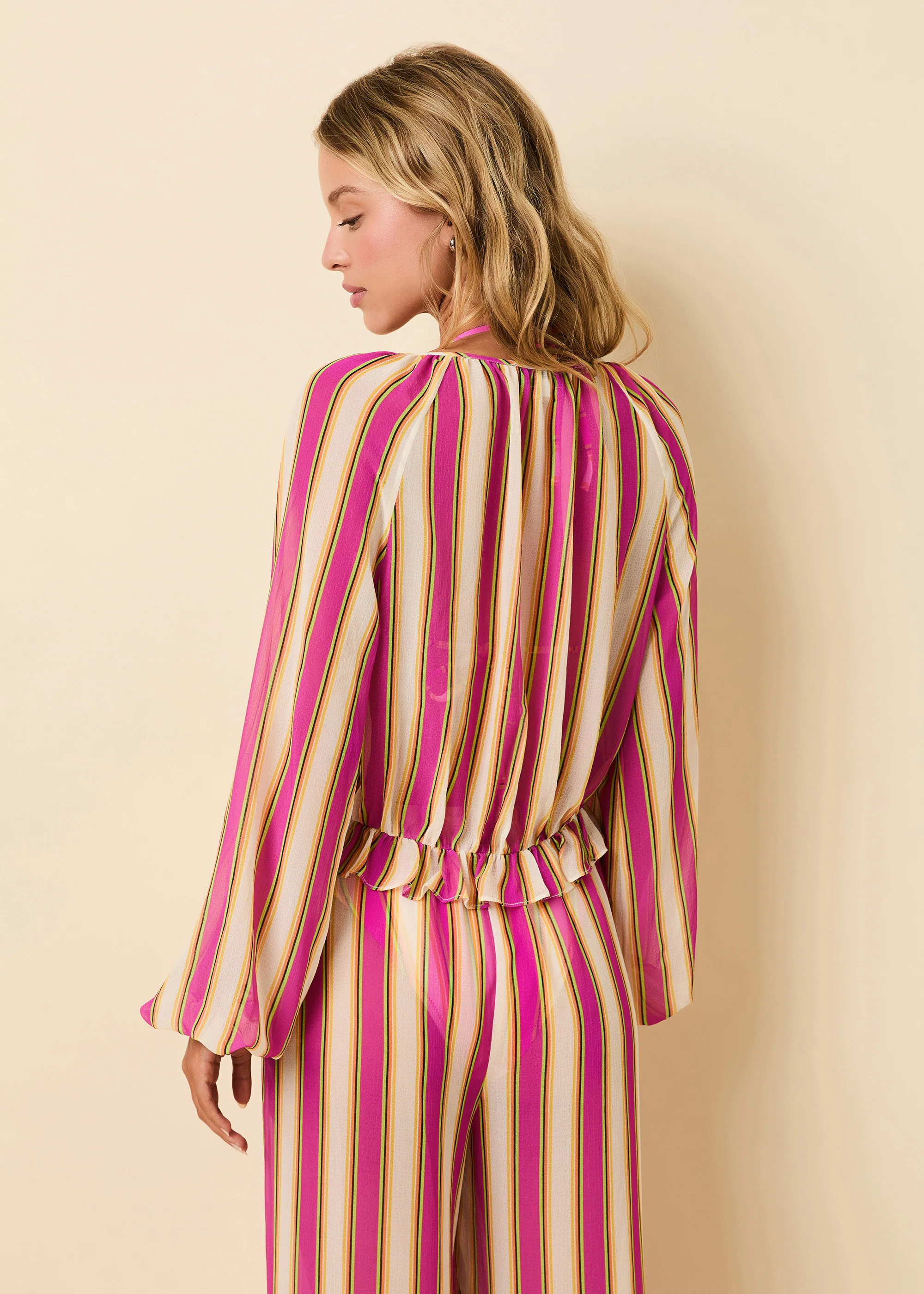 Seraphina Top Crinkle Sheer South Beach Stripe - Image 3