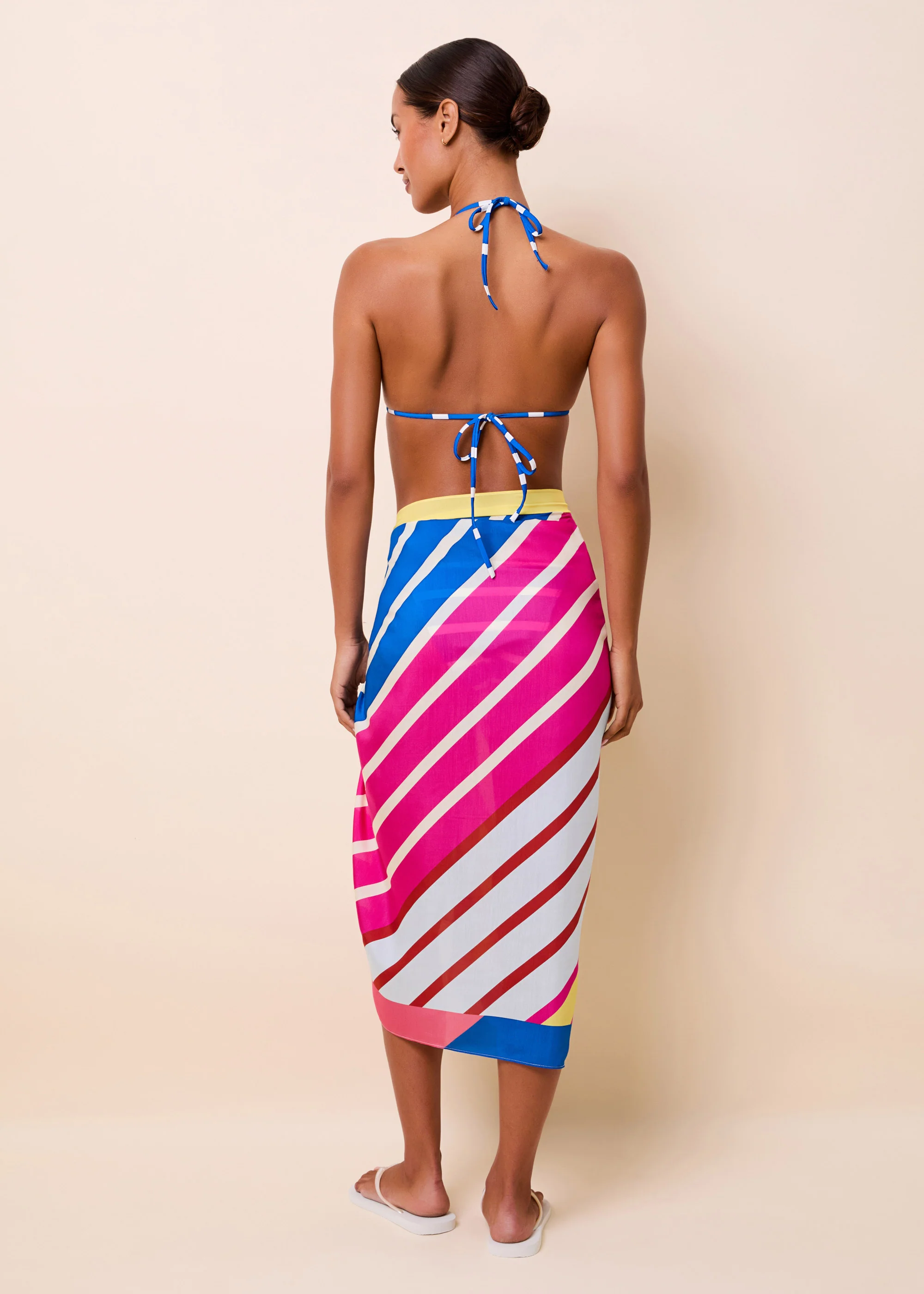 Silk Blend Pareo Symi Colorblock Stripe - Image 4