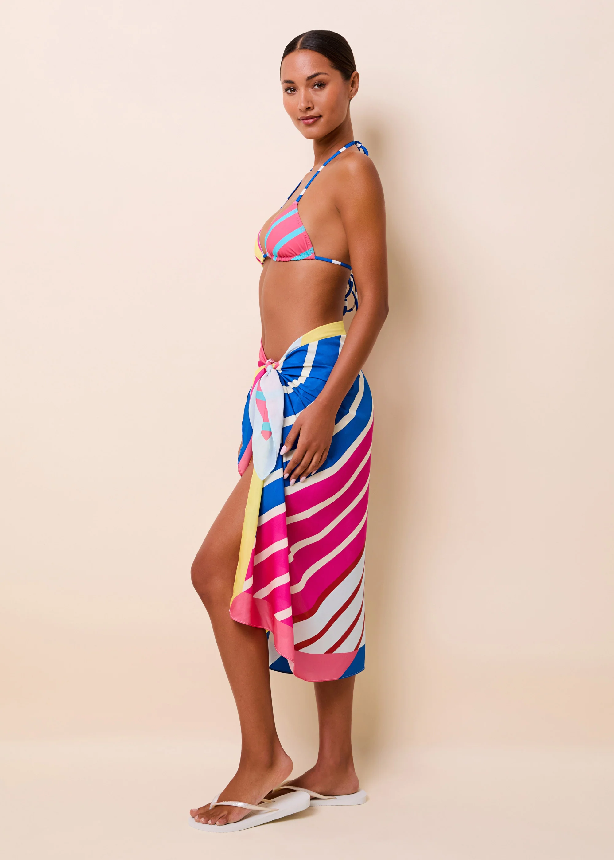 Silk Blend Pareo Symi Colorblock Stripe - Image 5