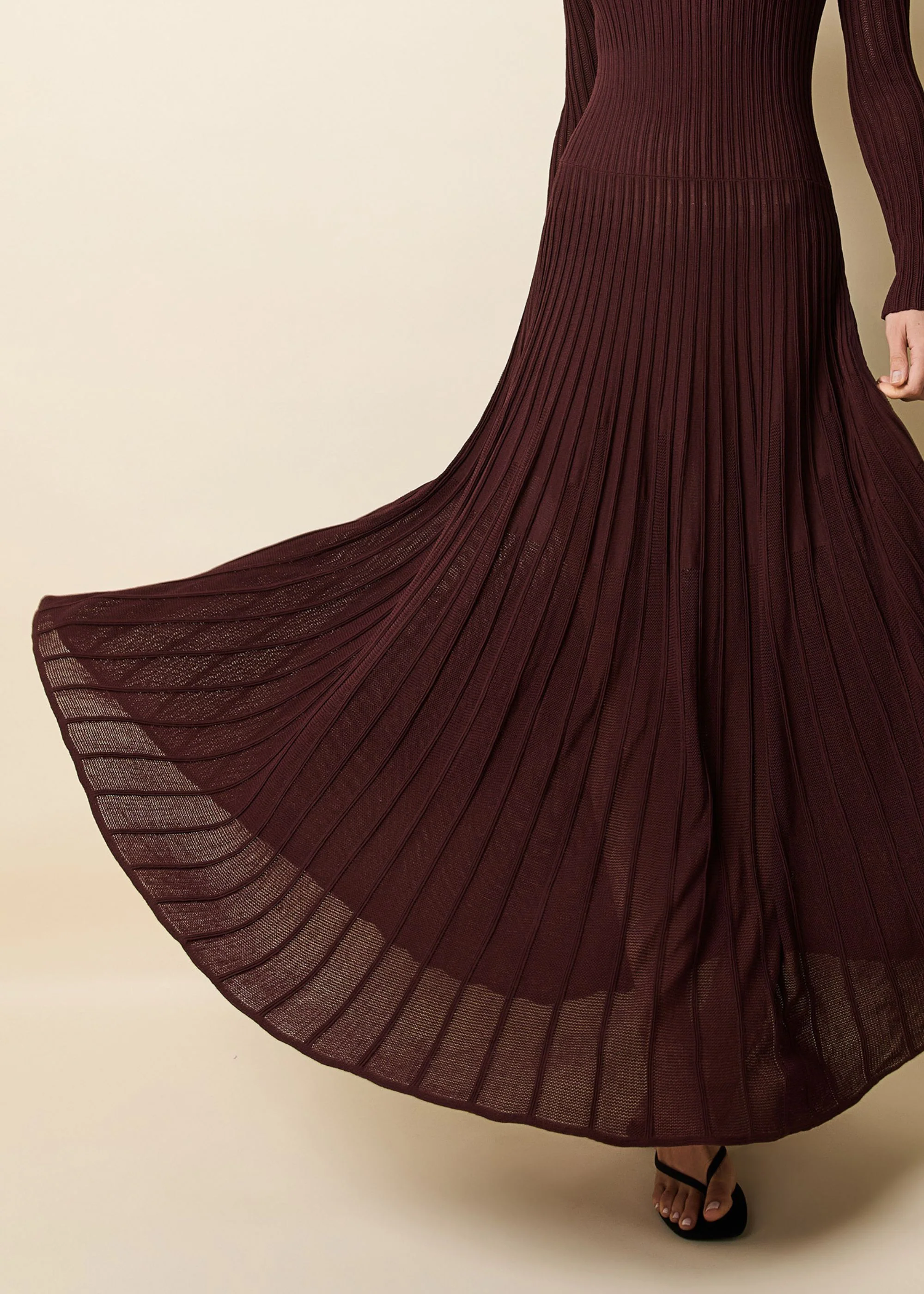 Sloane Dress Mesh Pointelle Raisin Brown - Image 2