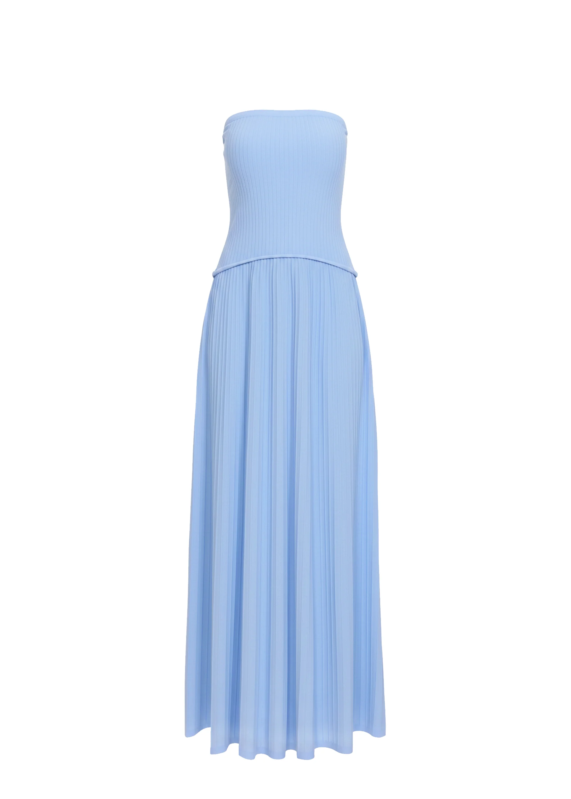 Strapless Soglio Dress Ribbed Blue Lagoon - Image 5