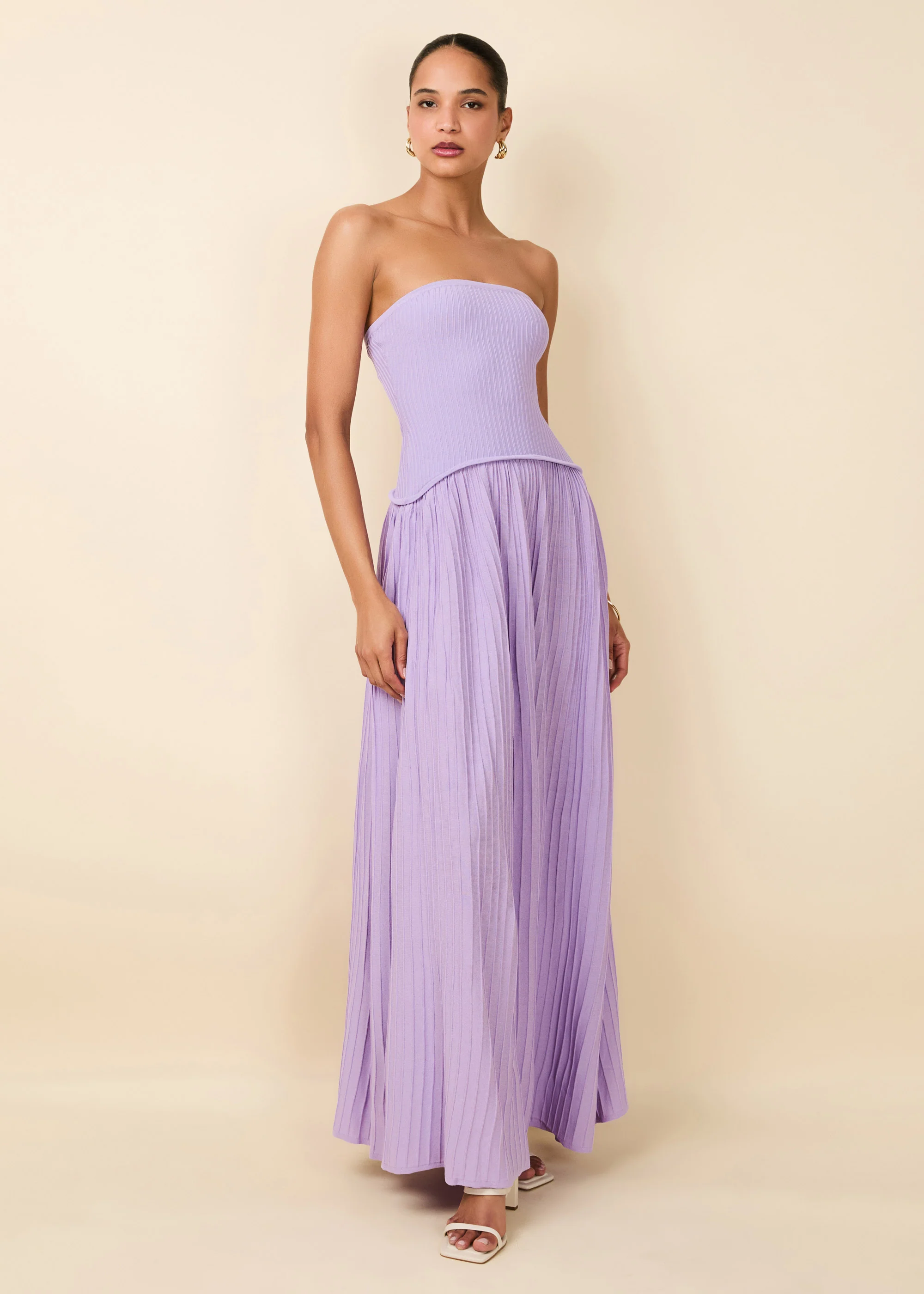 Strapless Soglio Dress Ribbed Lavender - Image 3