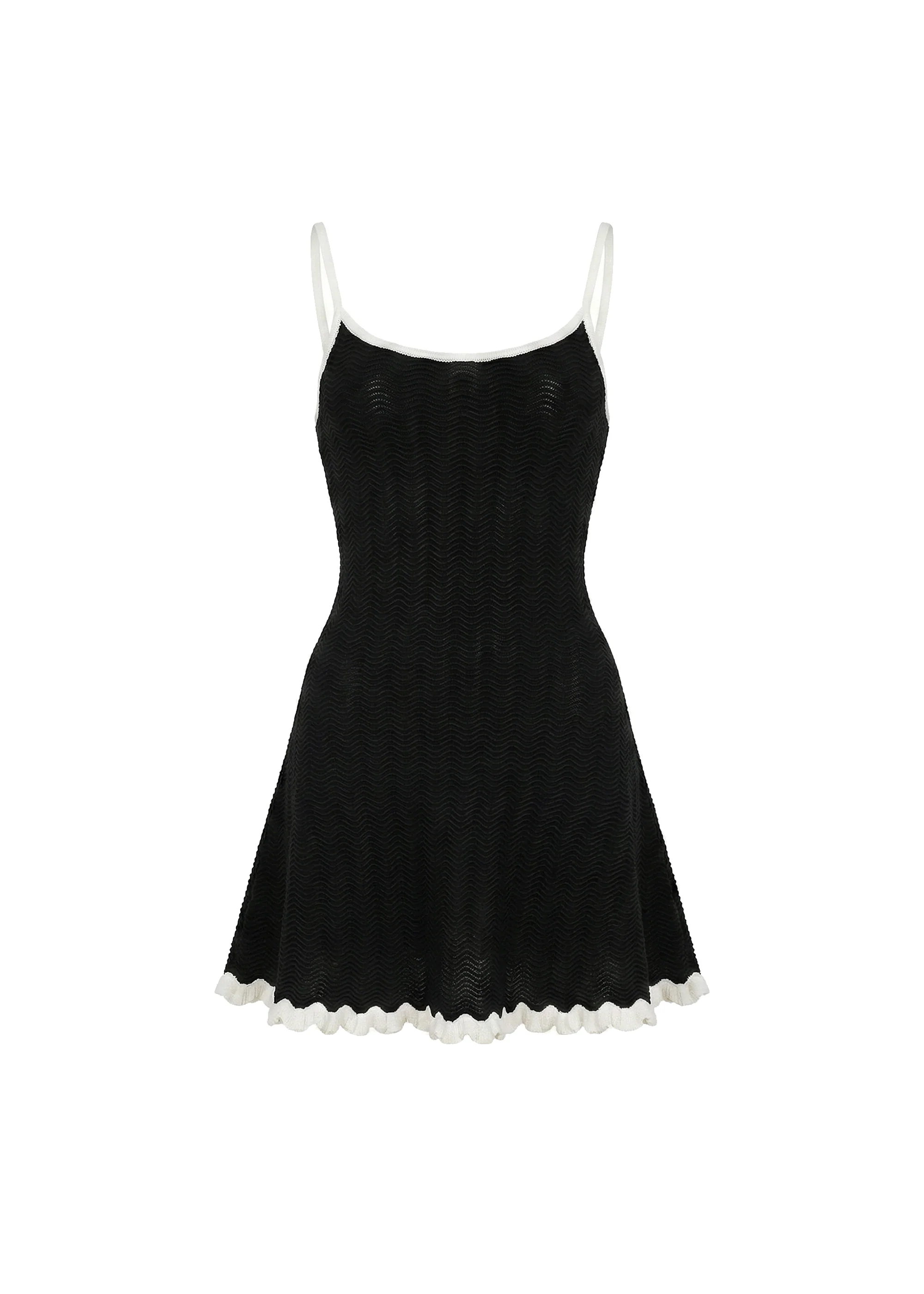 Talia Mini Dress Wavy Rib Noir / Brule - Image 5