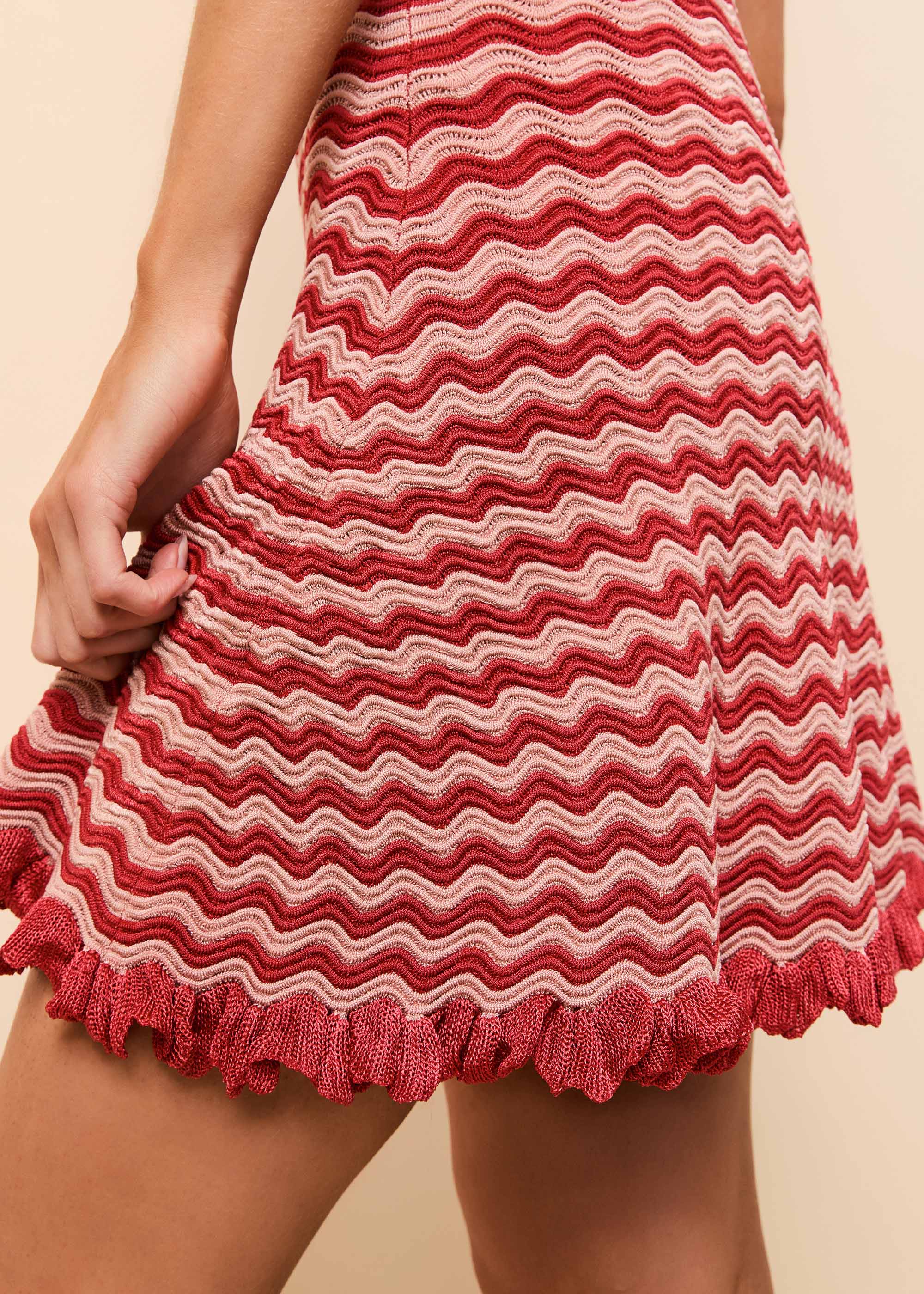 Talia Mini Dress Wavy Rib Rooftop Red / Sandbar Stripe - Image 2