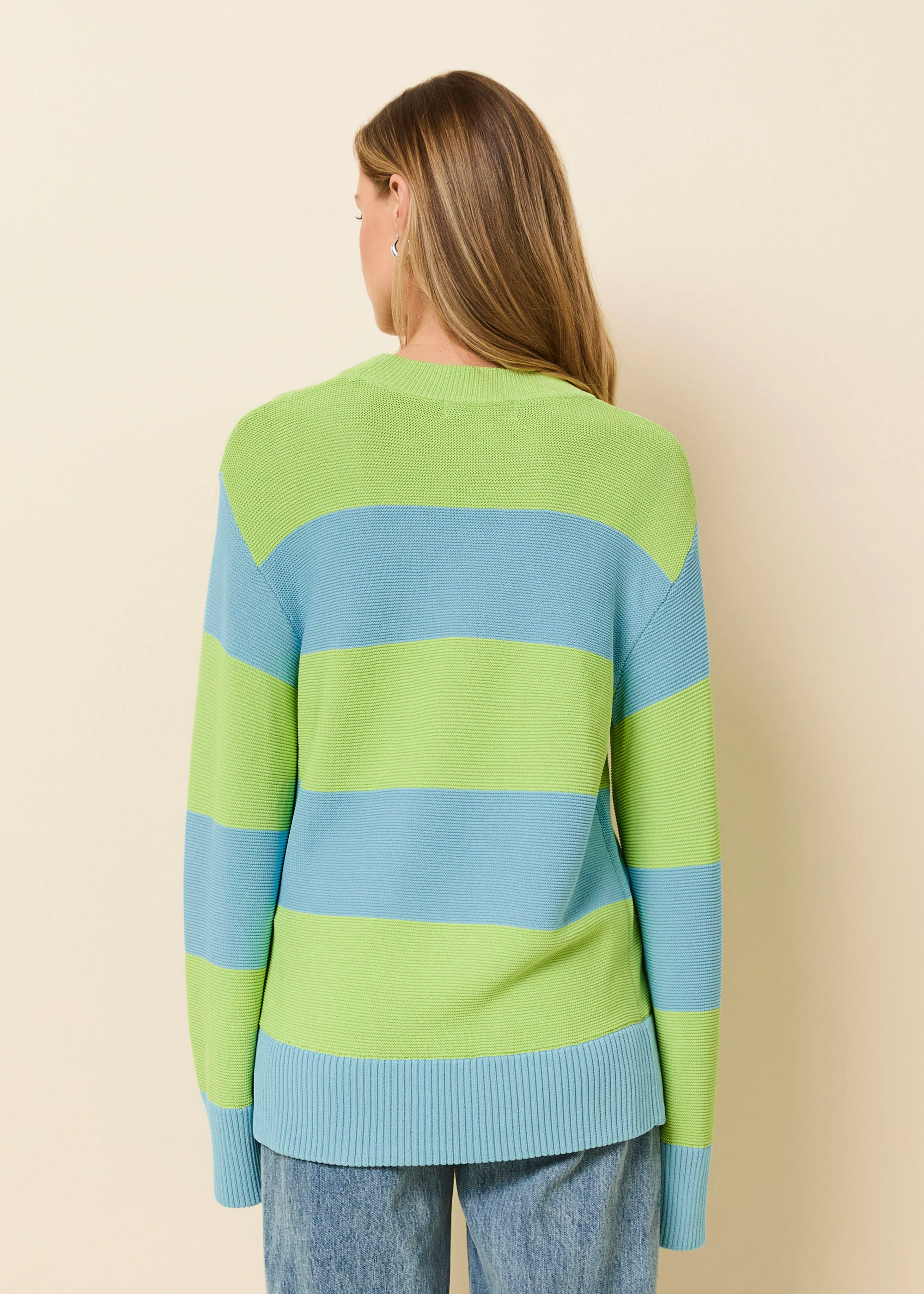Tate Sweater Rugby Stripe Ocean Mist / Sour Apple - Image 4