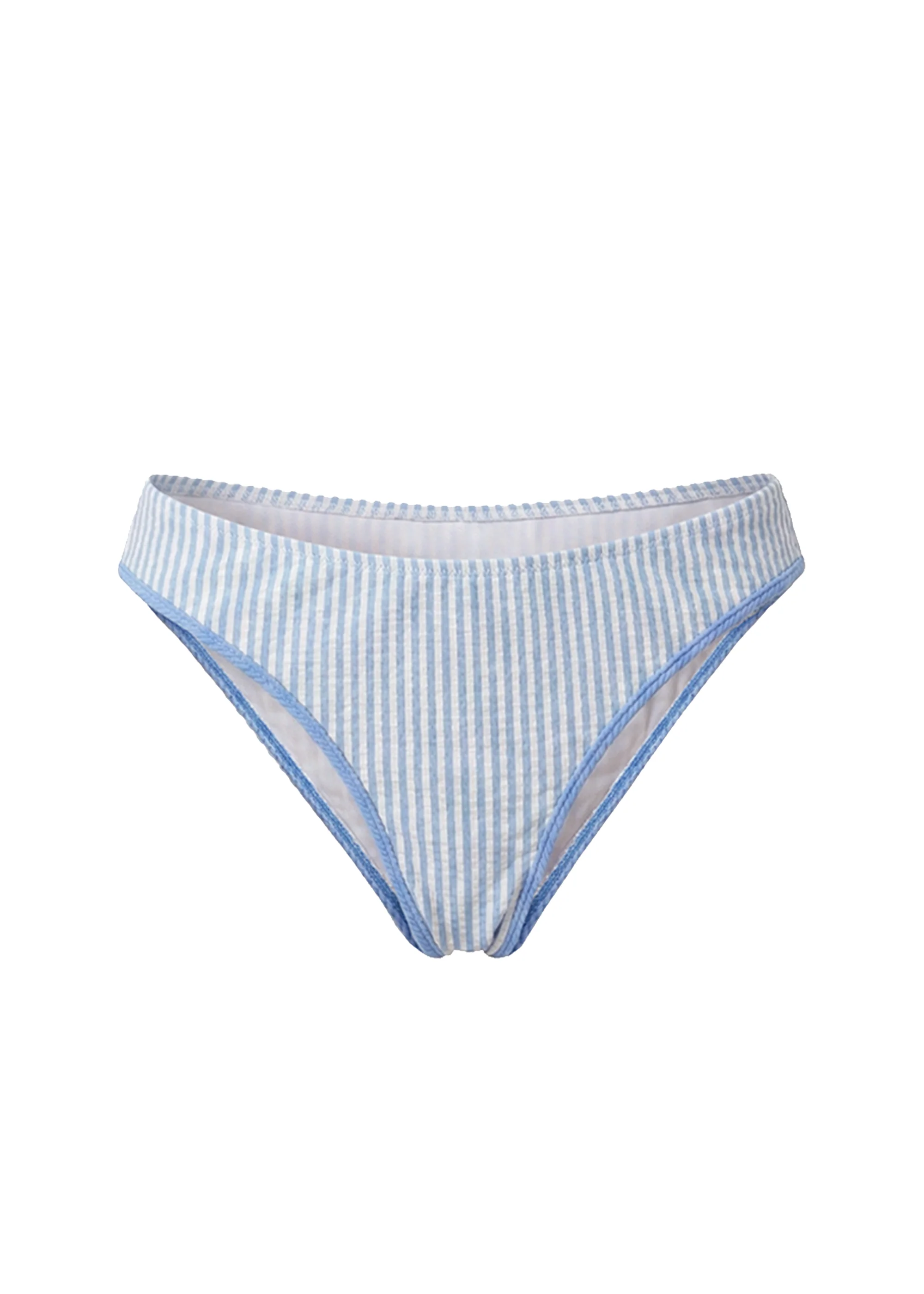 Tati Bikini Bottom Seersucker Blue Lagoon / Brule Mini Stripe - Image 4