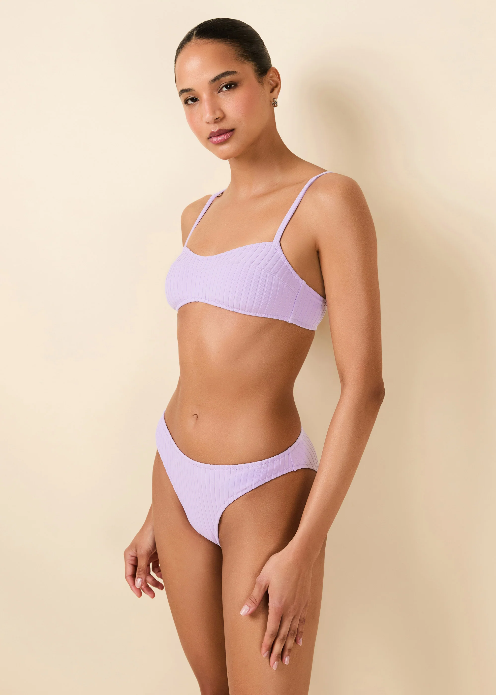 Elsa Ribbed Bikini Top Lavender - Image 3