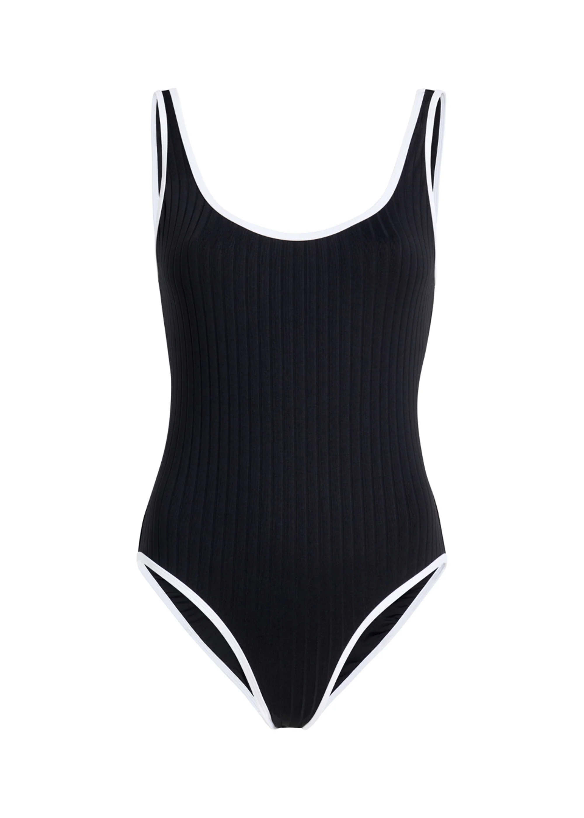 Anne-Marie Ribbed One Piece Noir / Optic White - Image 5