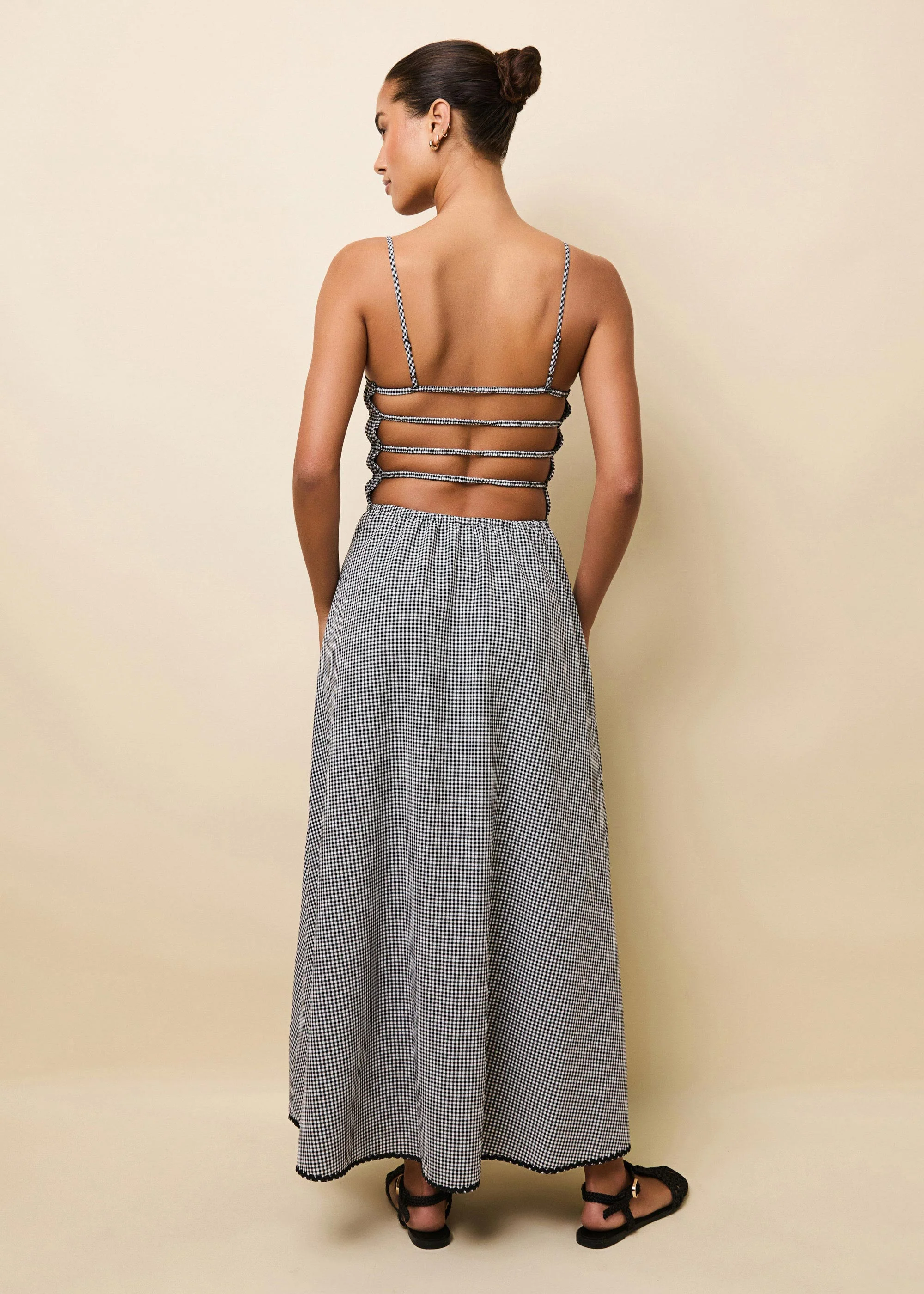 Delta Midi Dress Seersucker Noir Gingham - Image 3