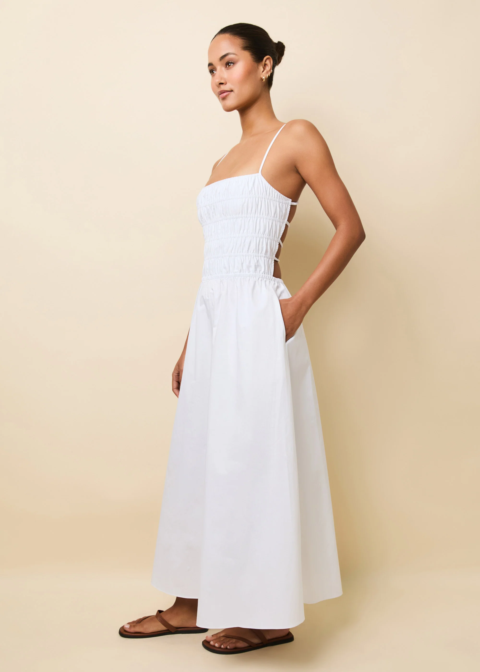 Delta Midi Dress Poplin Optic White - Image 3