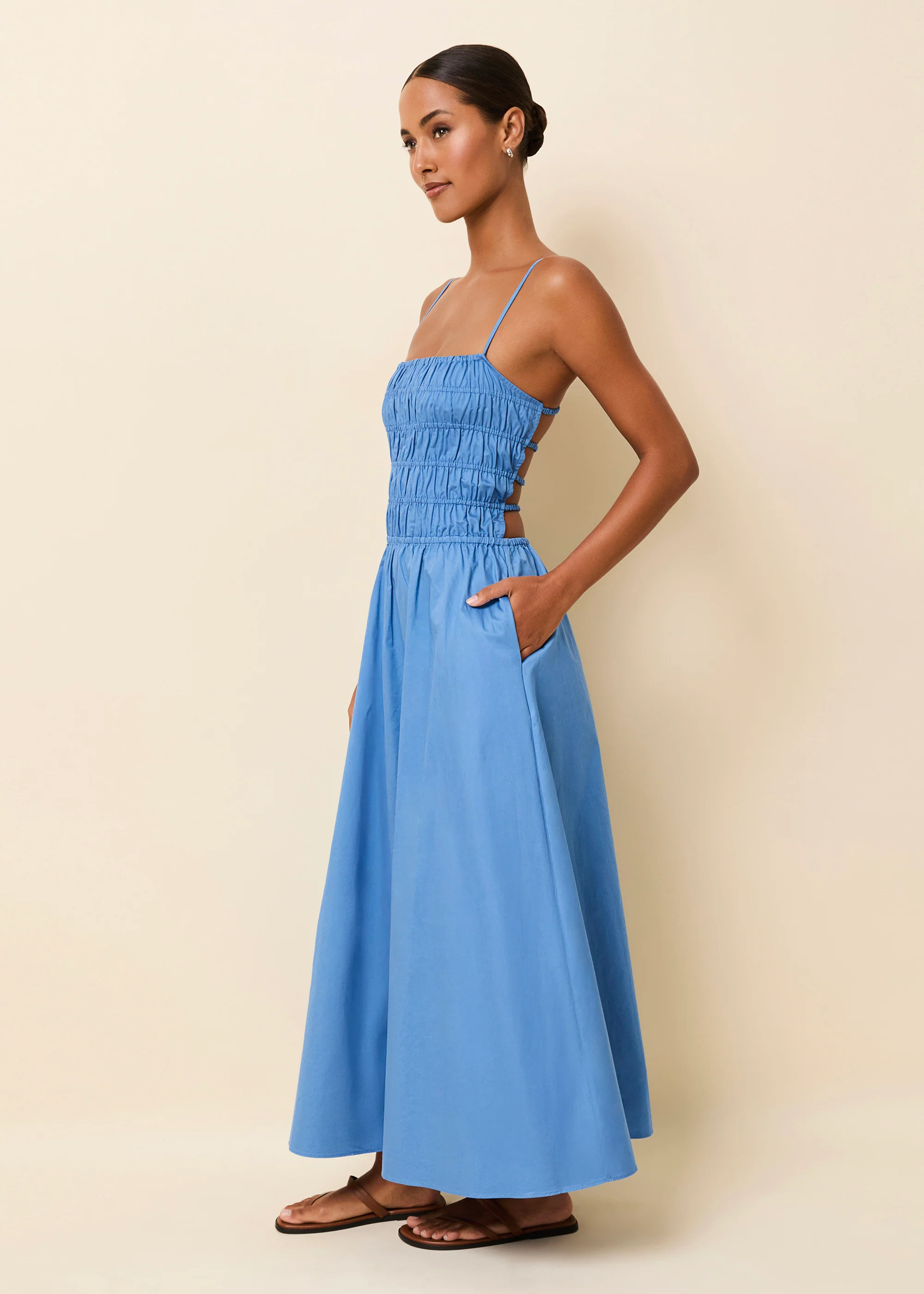 Delta Midi Dress Poplin Marina Blue - Image 3