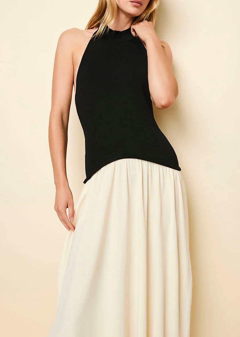 Halter Soglio Dress Ecru Noir - Image 3