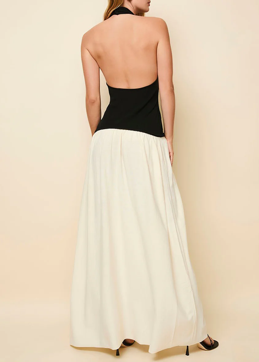 Halter Soglio Dress Ecru Noir - Image 4