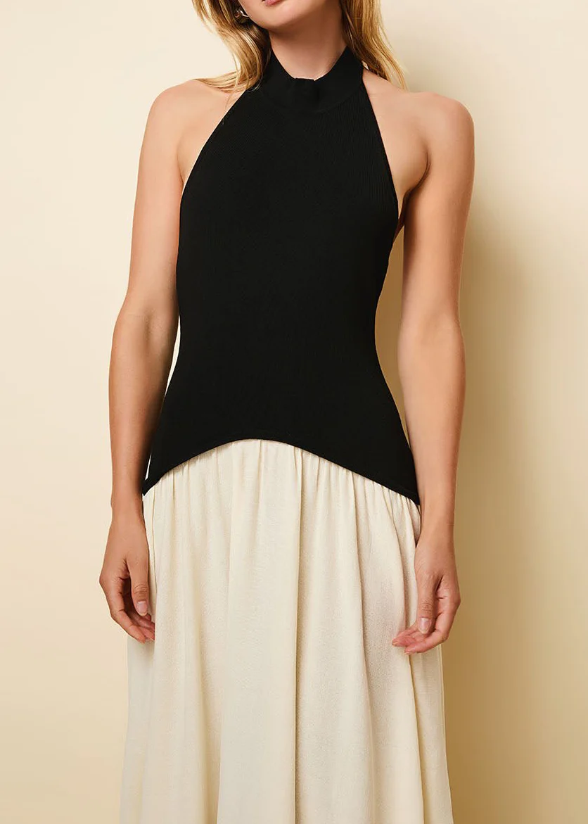 Halter Soglio Dress Ecru Noir - Image 5