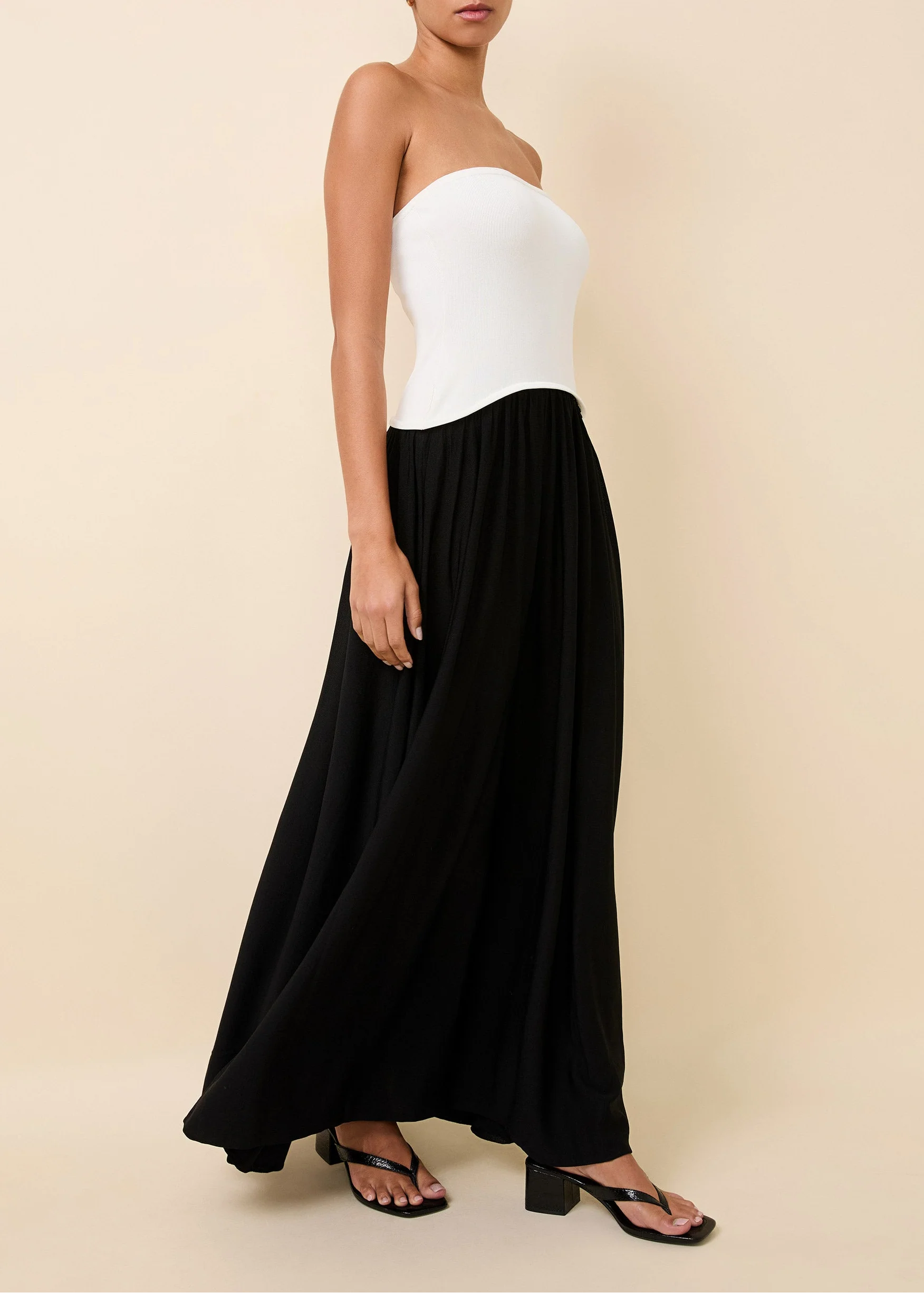 Strapless Soglio Dress Noir / Optic White