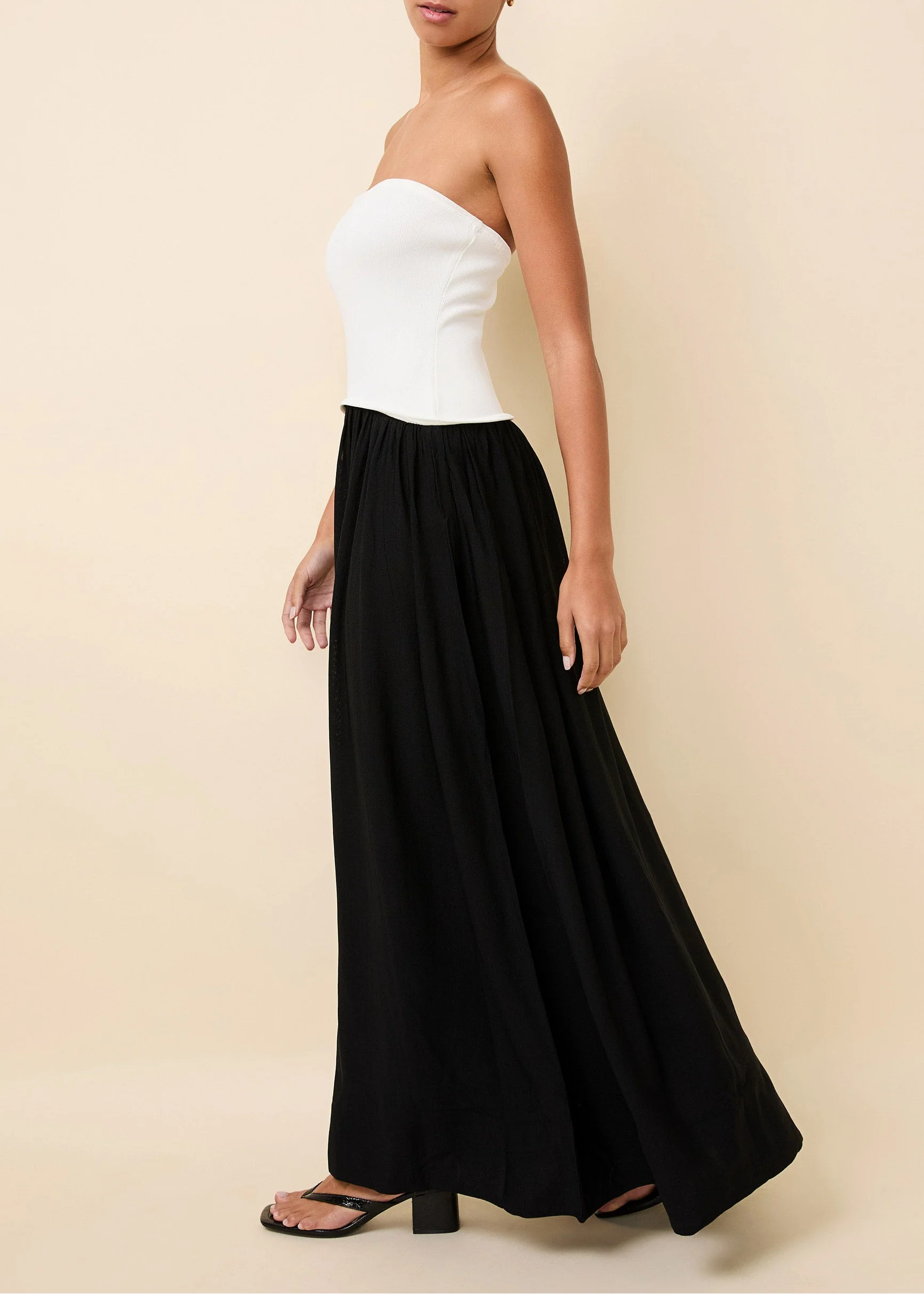 Strapless Soglio Dress Noir / Optic White - Image 2