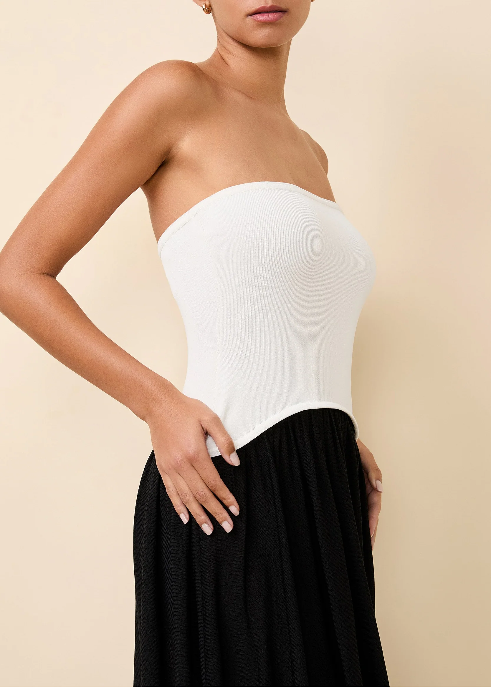 Strapless Soglio Dress Noir / Optic White - Image 3