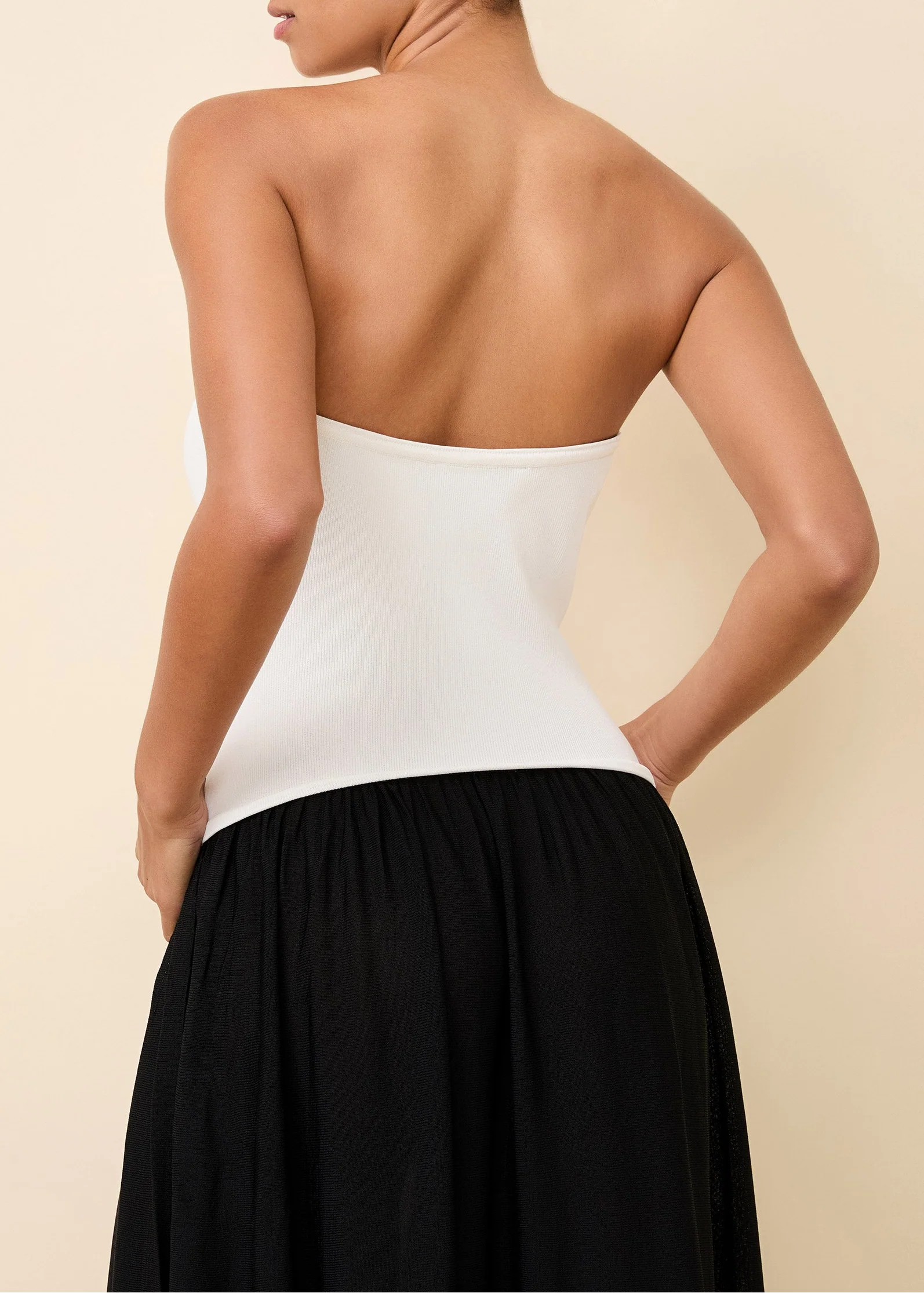 Strapless Soglio Dress Noir / Optic White - Image 4