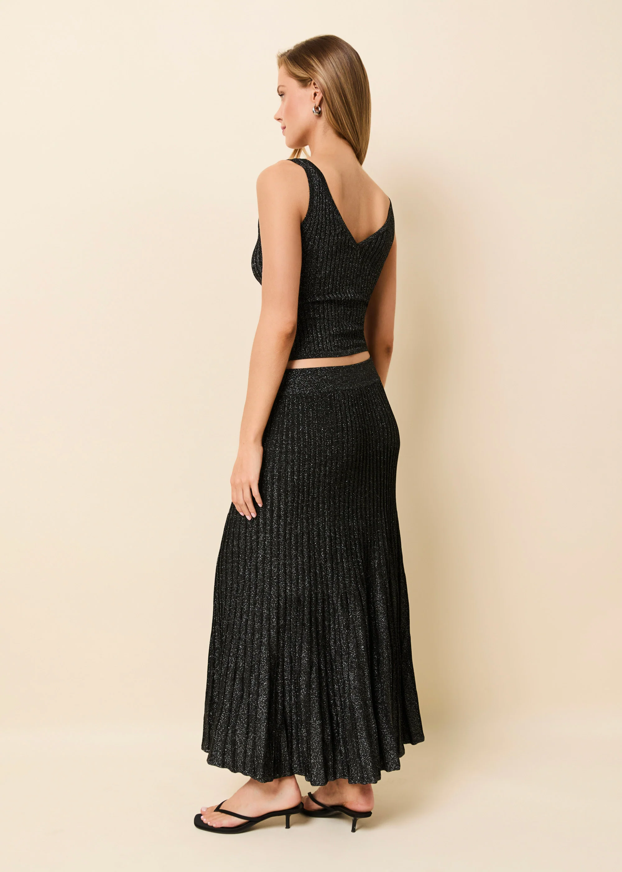 Theresa Ribbed Skirt Glitter Noir - Image 2