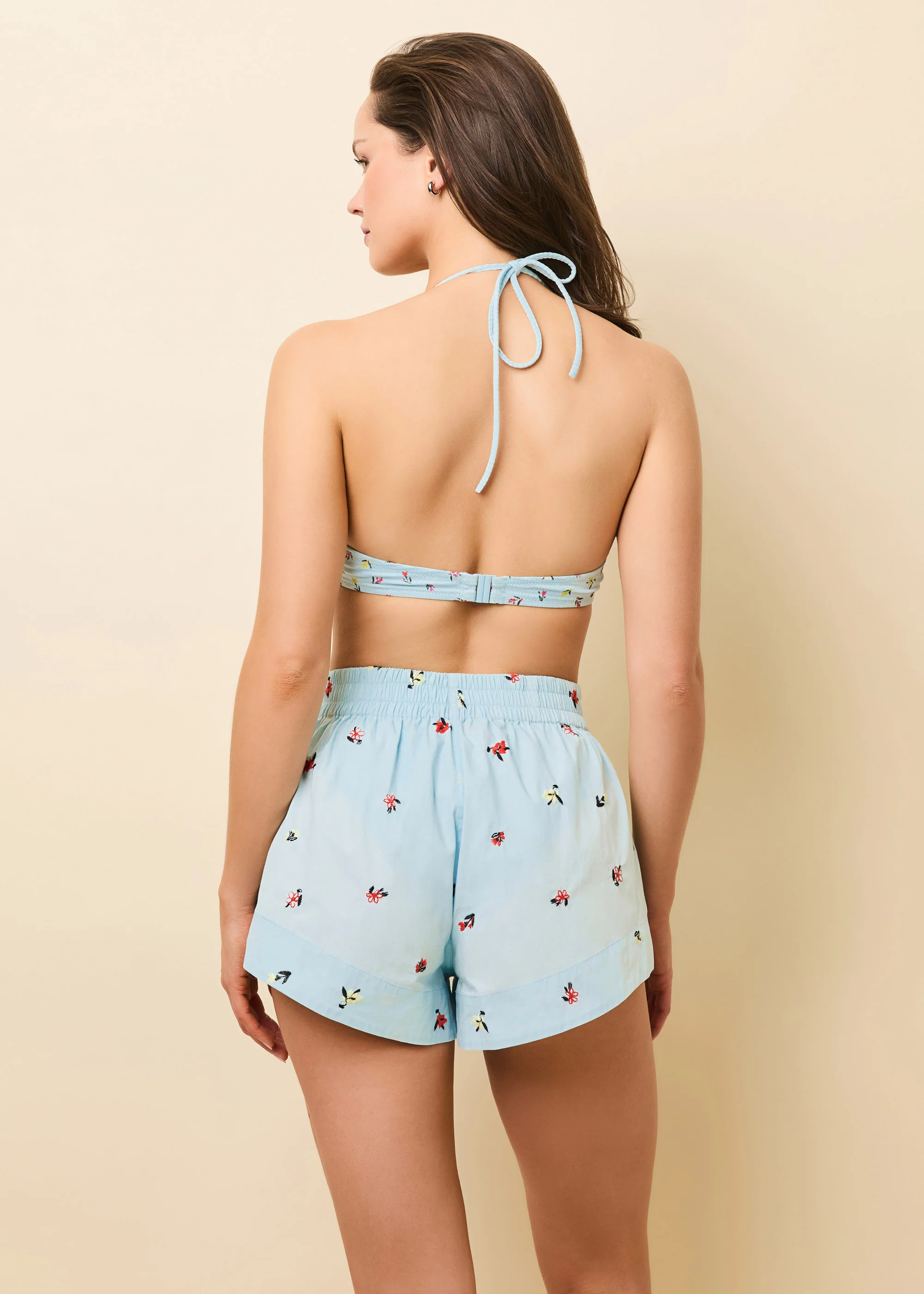 Vicky Short Poplin Embroidered Sky Ditsy Floral - Image 3